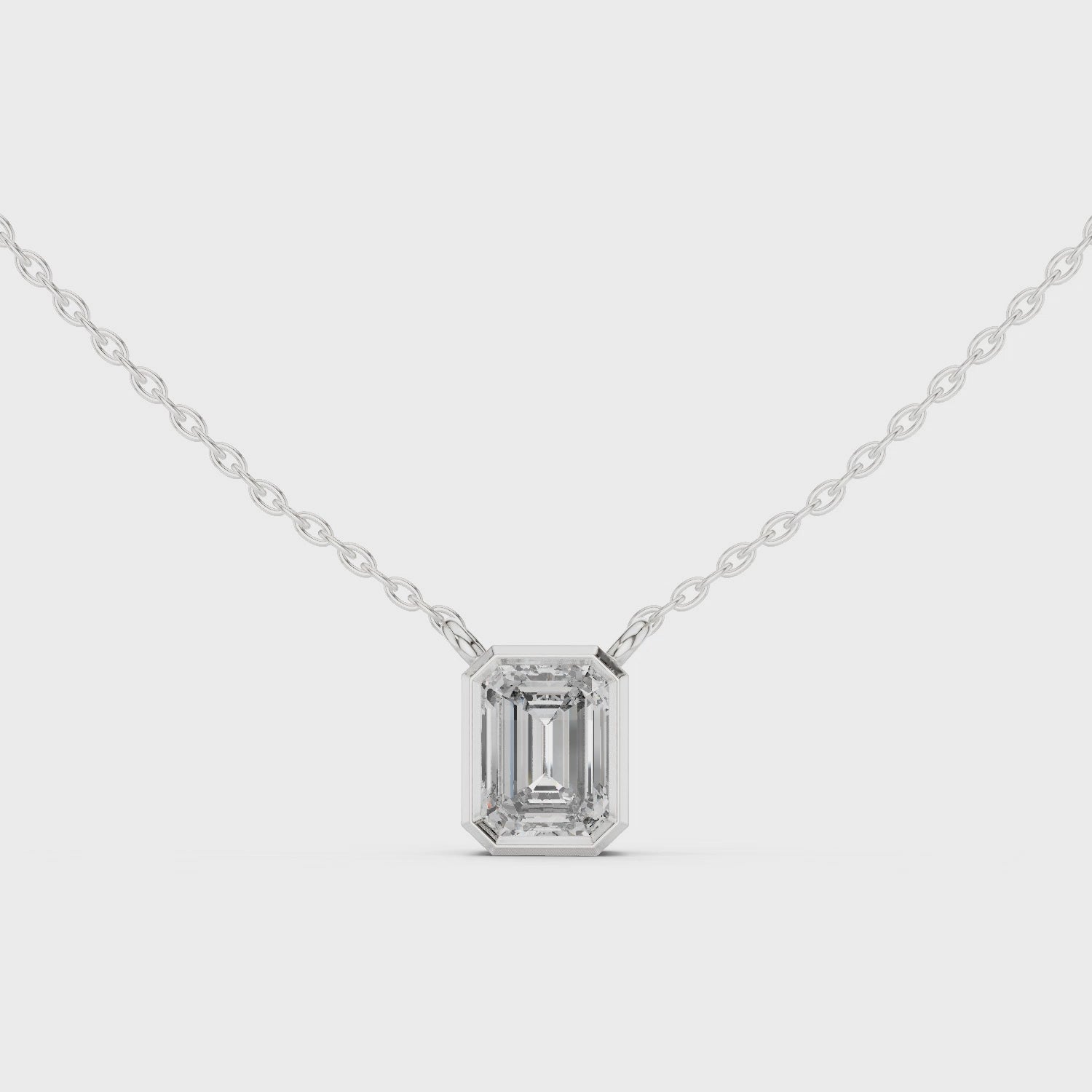 Emerald-Cut Solitaire Diamond Pendant