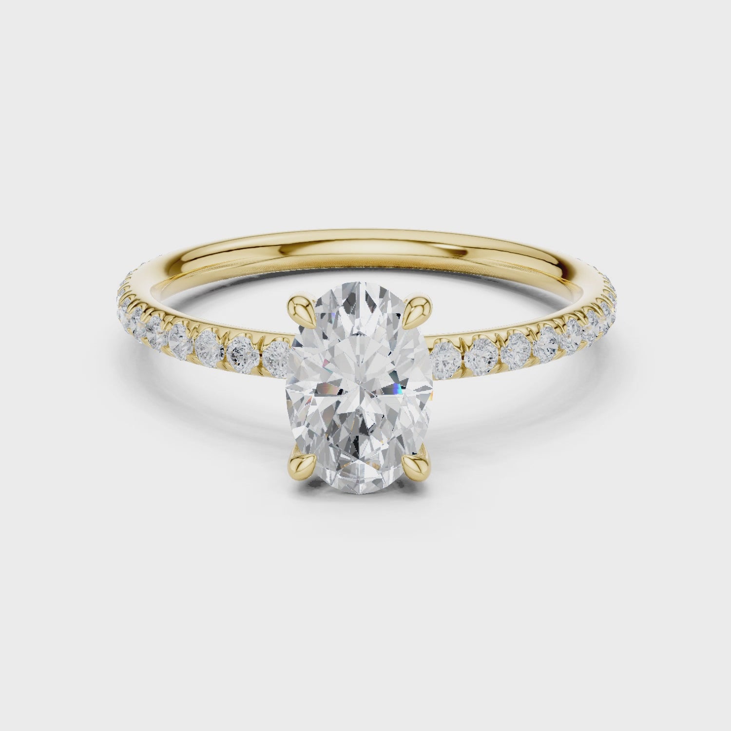 Eden Celeste Pavé Oval Solitaire Diamond Ring