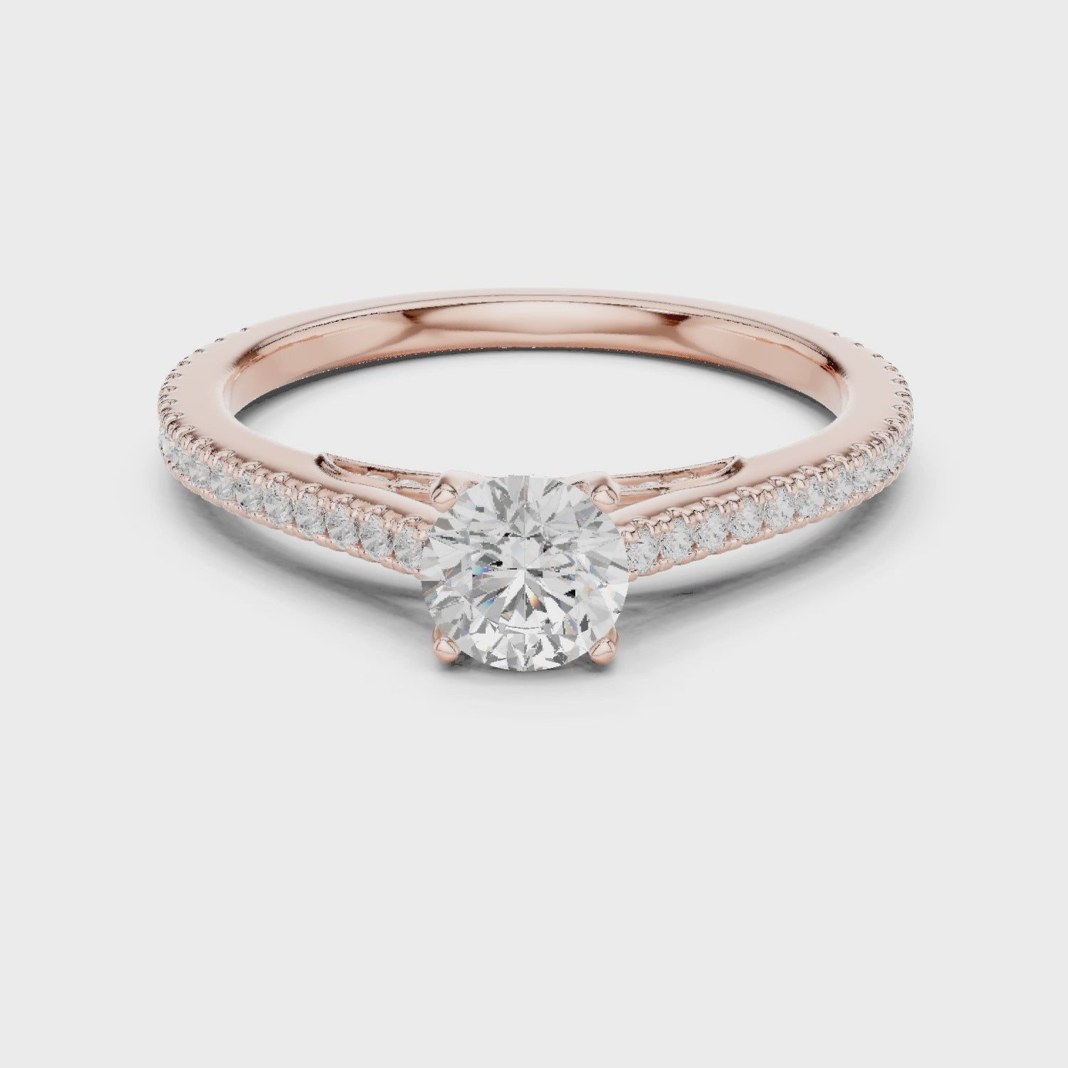 Diamond Solitaire Engagement Ring with Pavé Accents