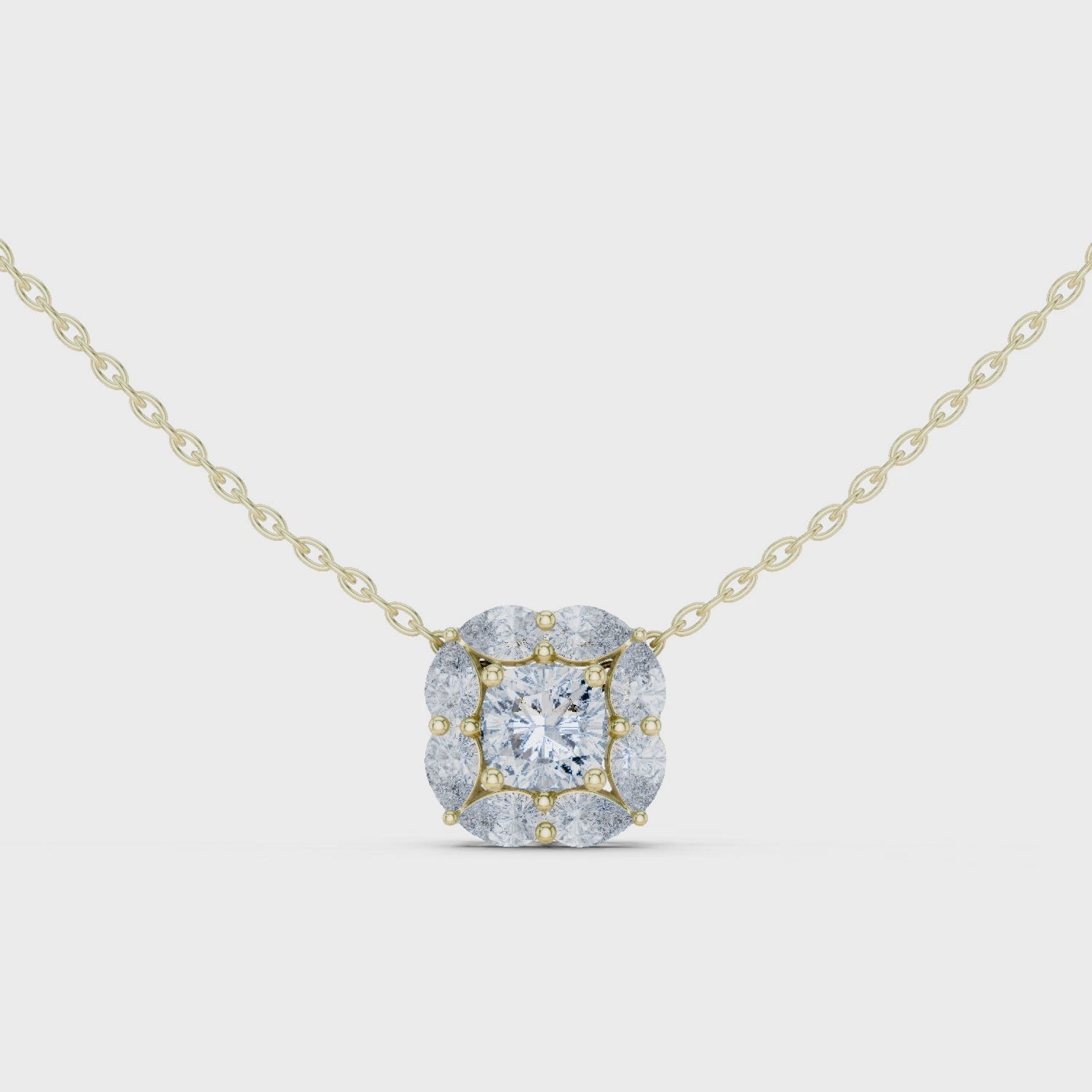 Cushion Halo Diamond Pendant Necklace