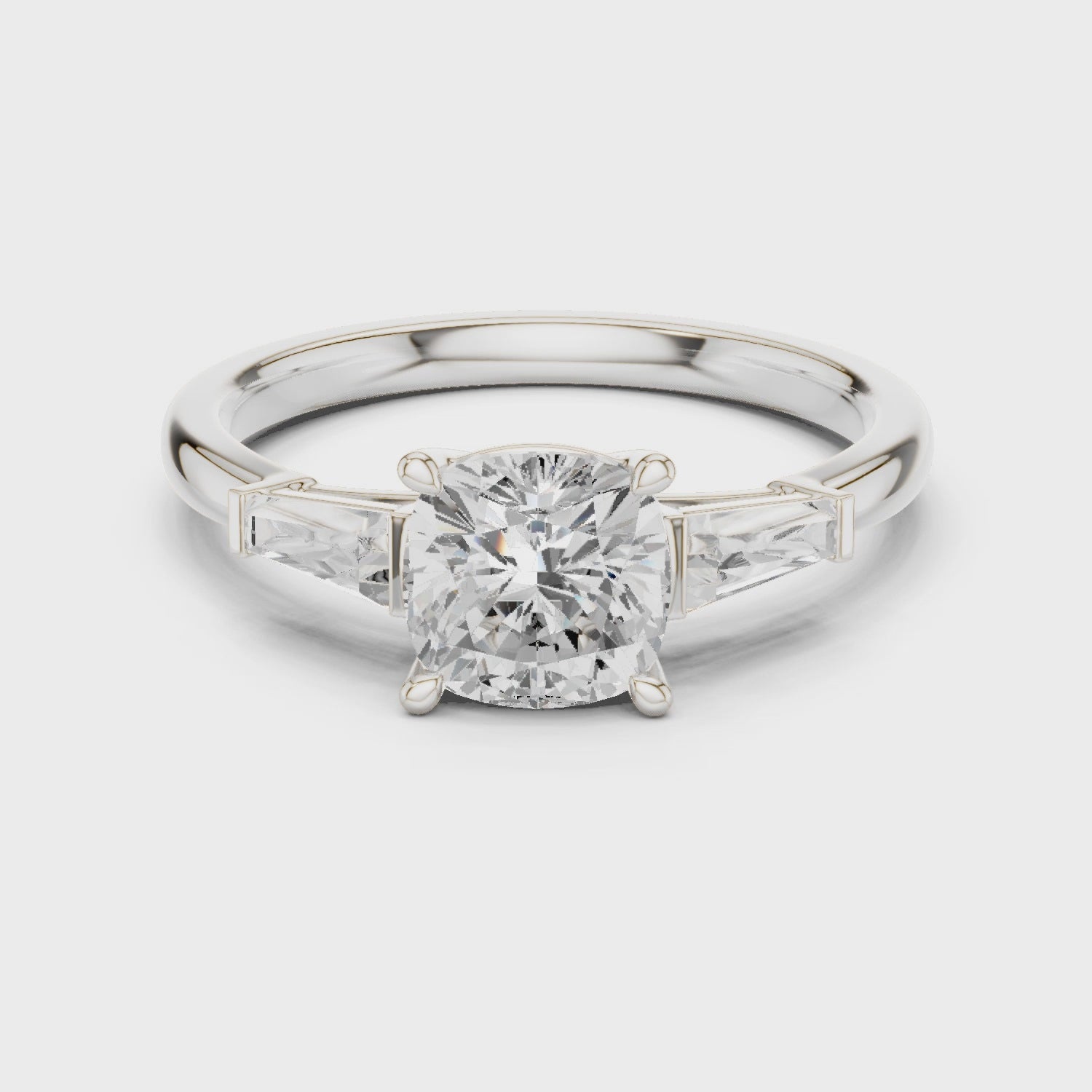 Cushion Three Stone Ring