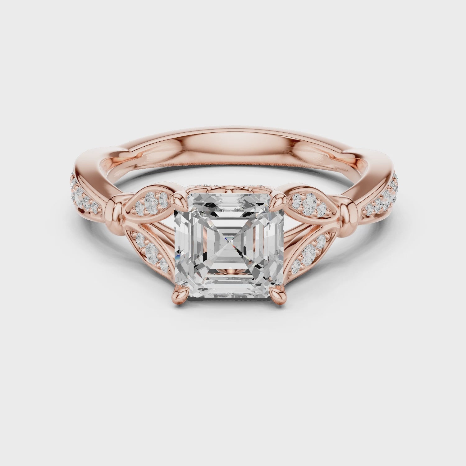 Fawn Vintage Leaf Asscher Diamond Ring