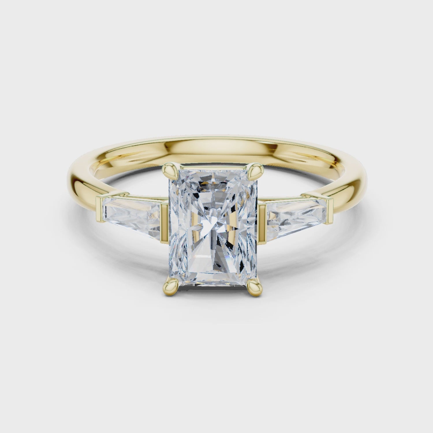 Radiant Three Stone Ring