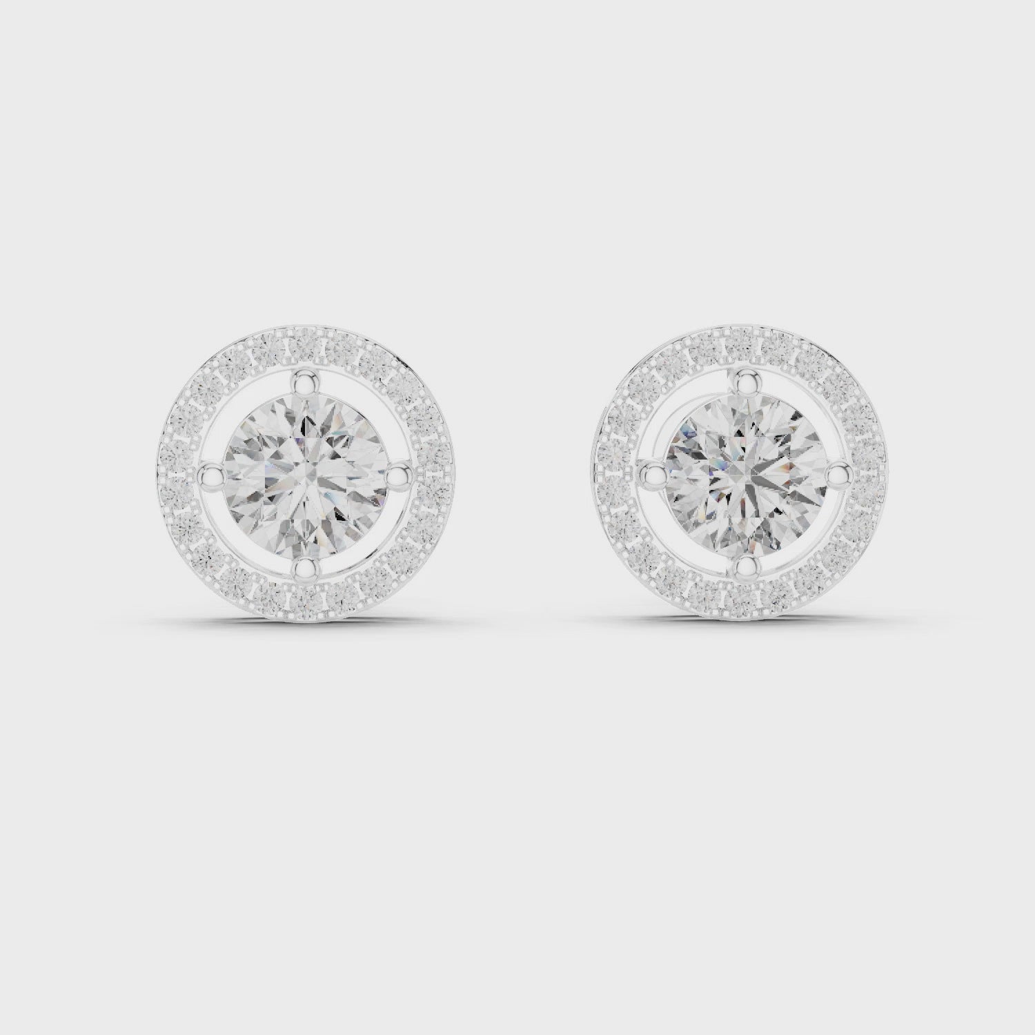 Round Halo Diamond Stud Earrings