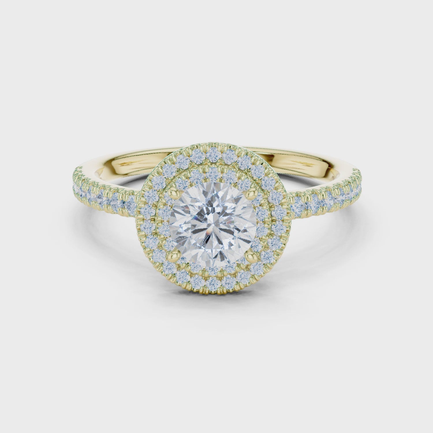 Double Halo Round Lab-Grown Diamond Engagement Ring