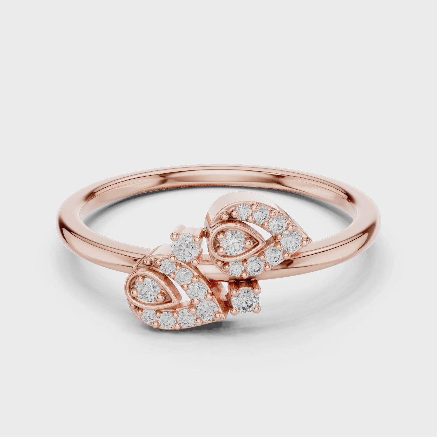 Diamond Leaf Motif Open Ring