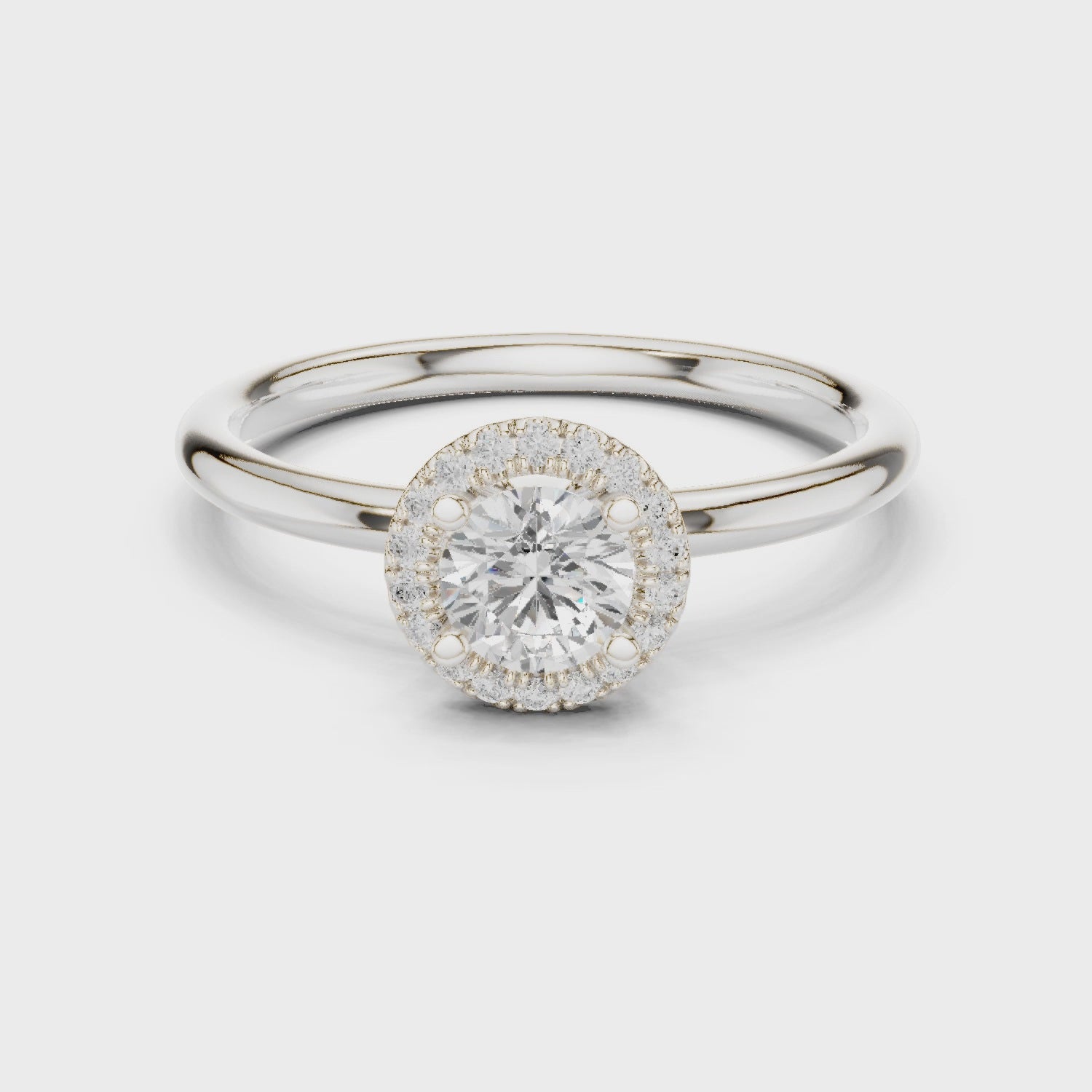 Classic Round Halo Diamond Engagement Ring