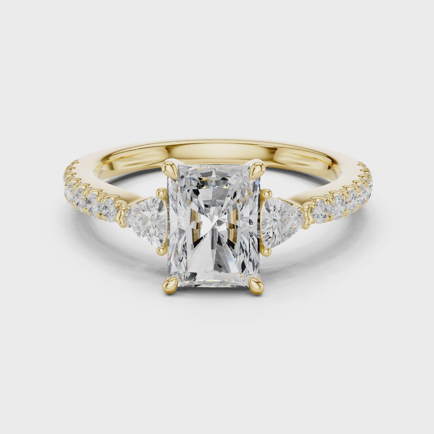 Thorne Radiant-Cut Three-Stone Pavé Diamond Ring