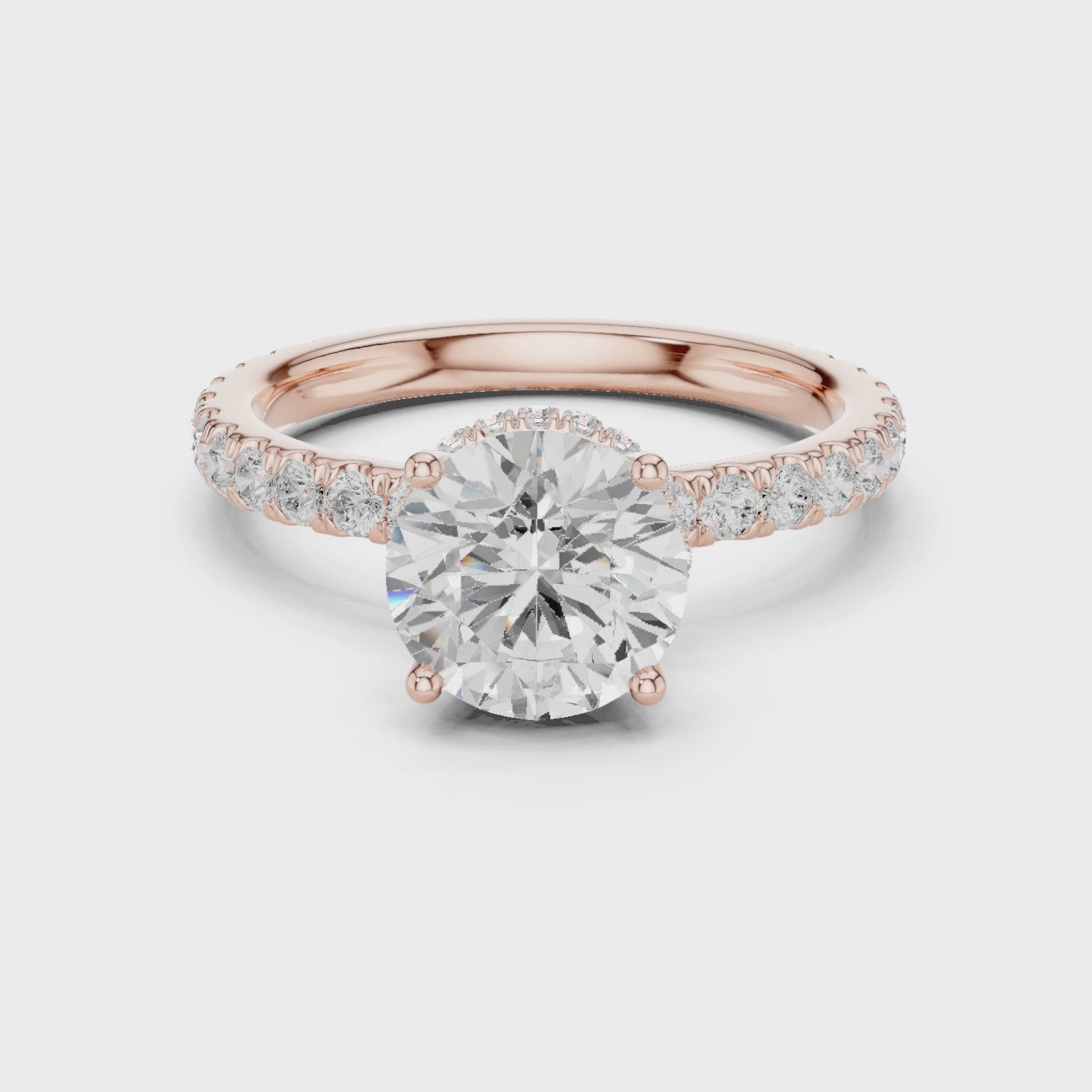 Ines Luxe Halo Round Diamond Pavé Ring