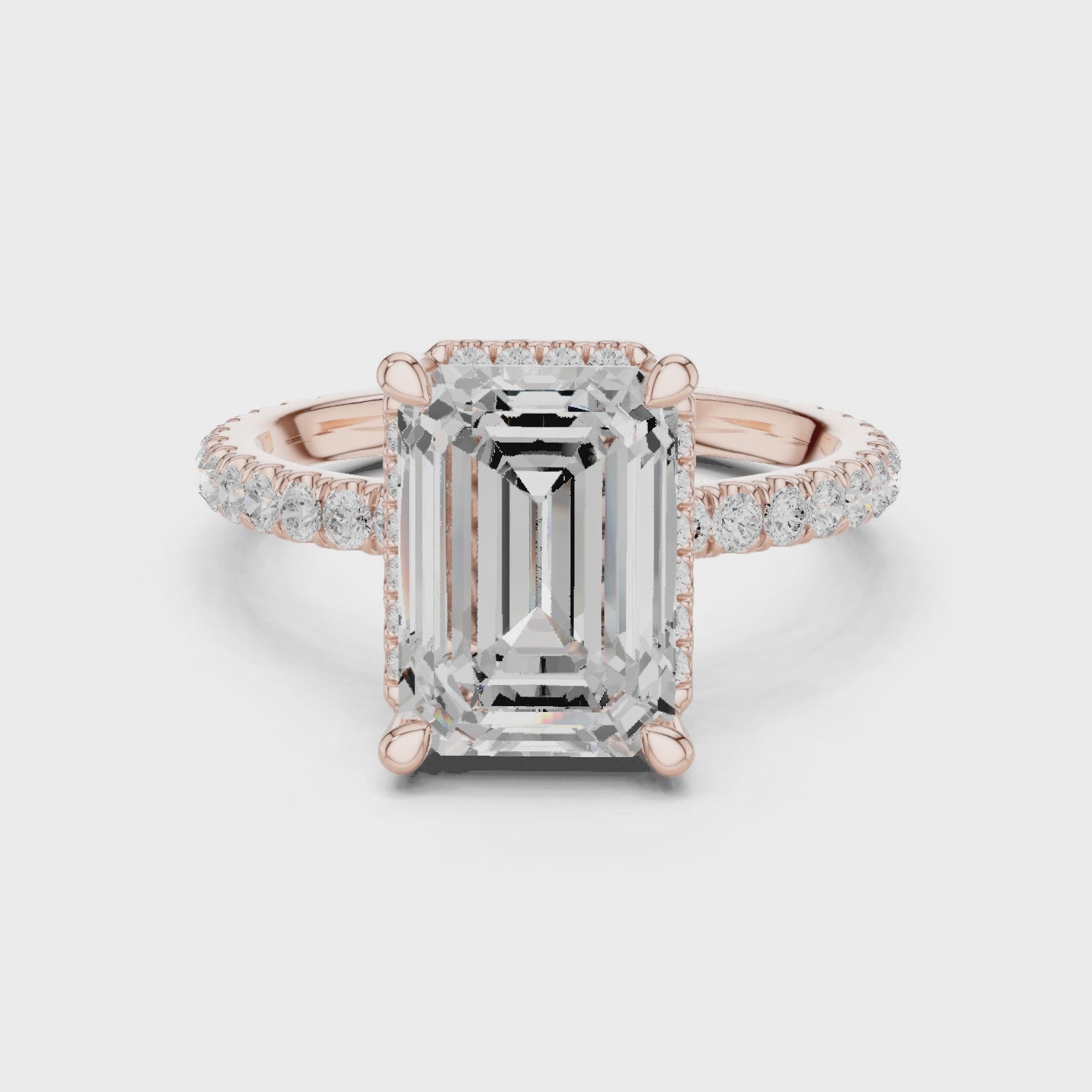 Quade Timeless Halo Emerald Diamond Ring