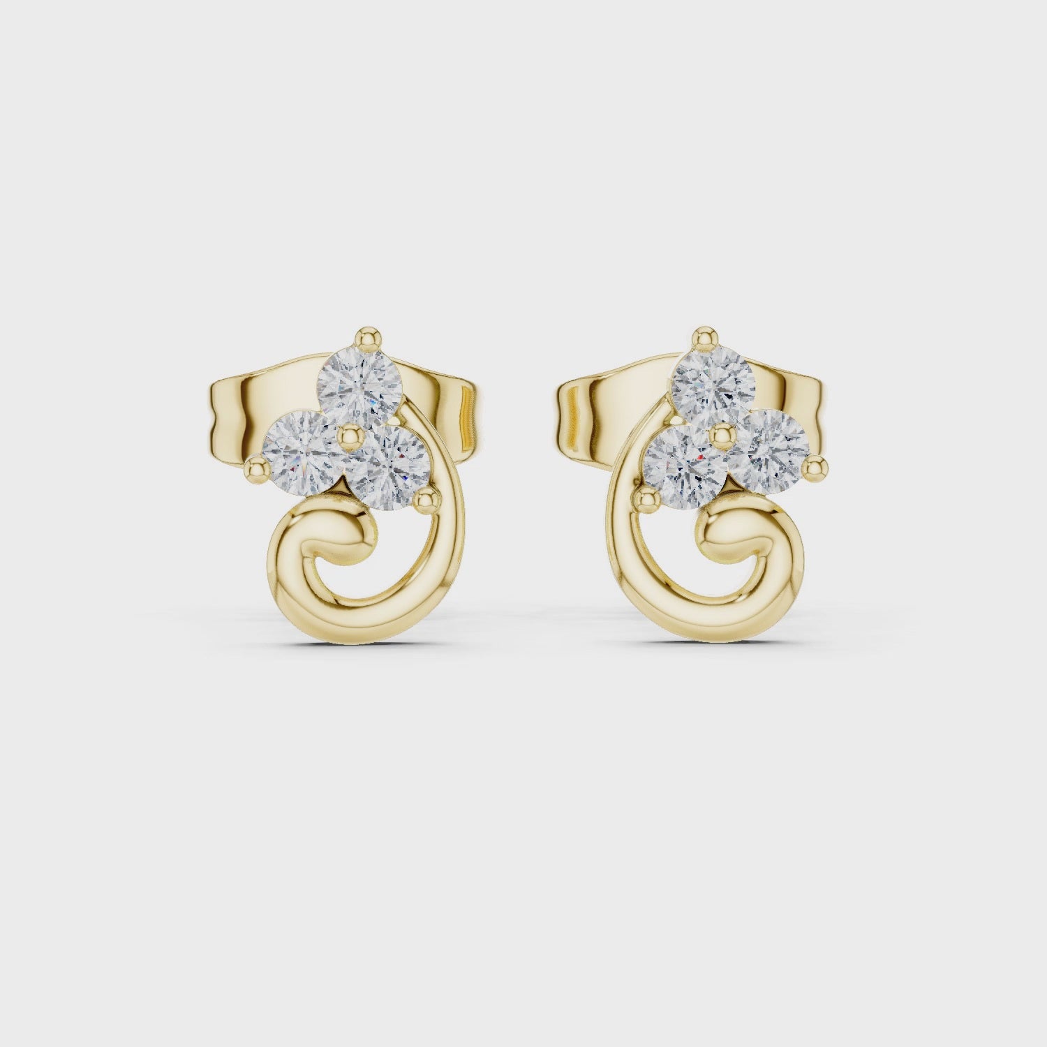 Trinity Swirl Lab-Grown Diamond Stud Earrings