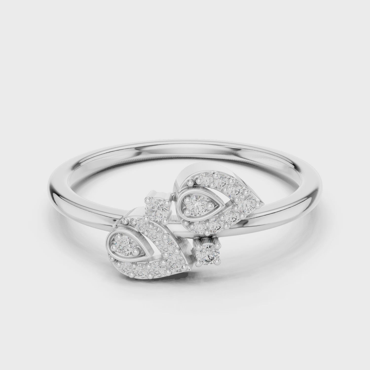 Diamond Leaf Motif Open Ring