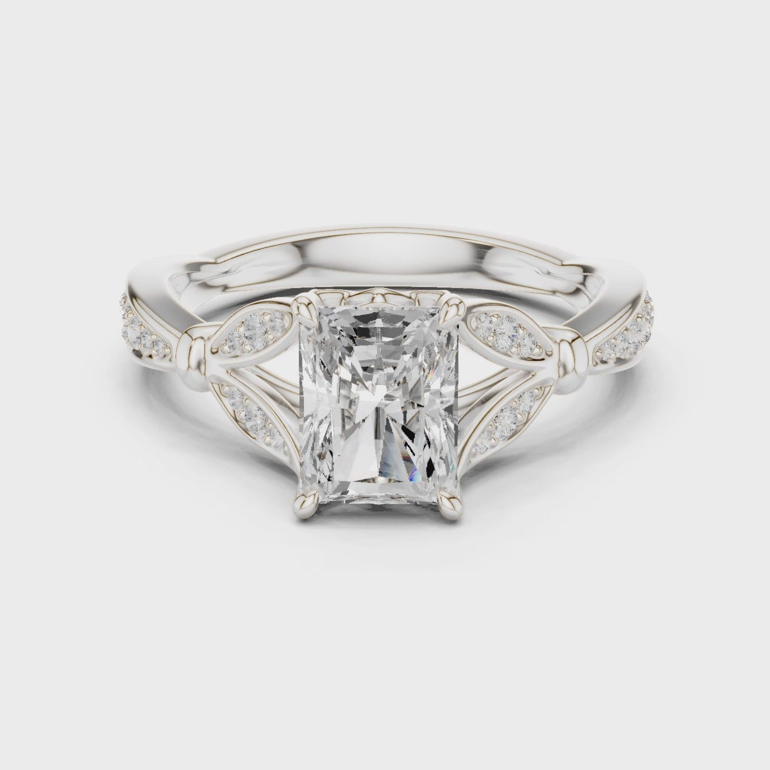 Violet Aurora Petal Radiant Diamond Ring