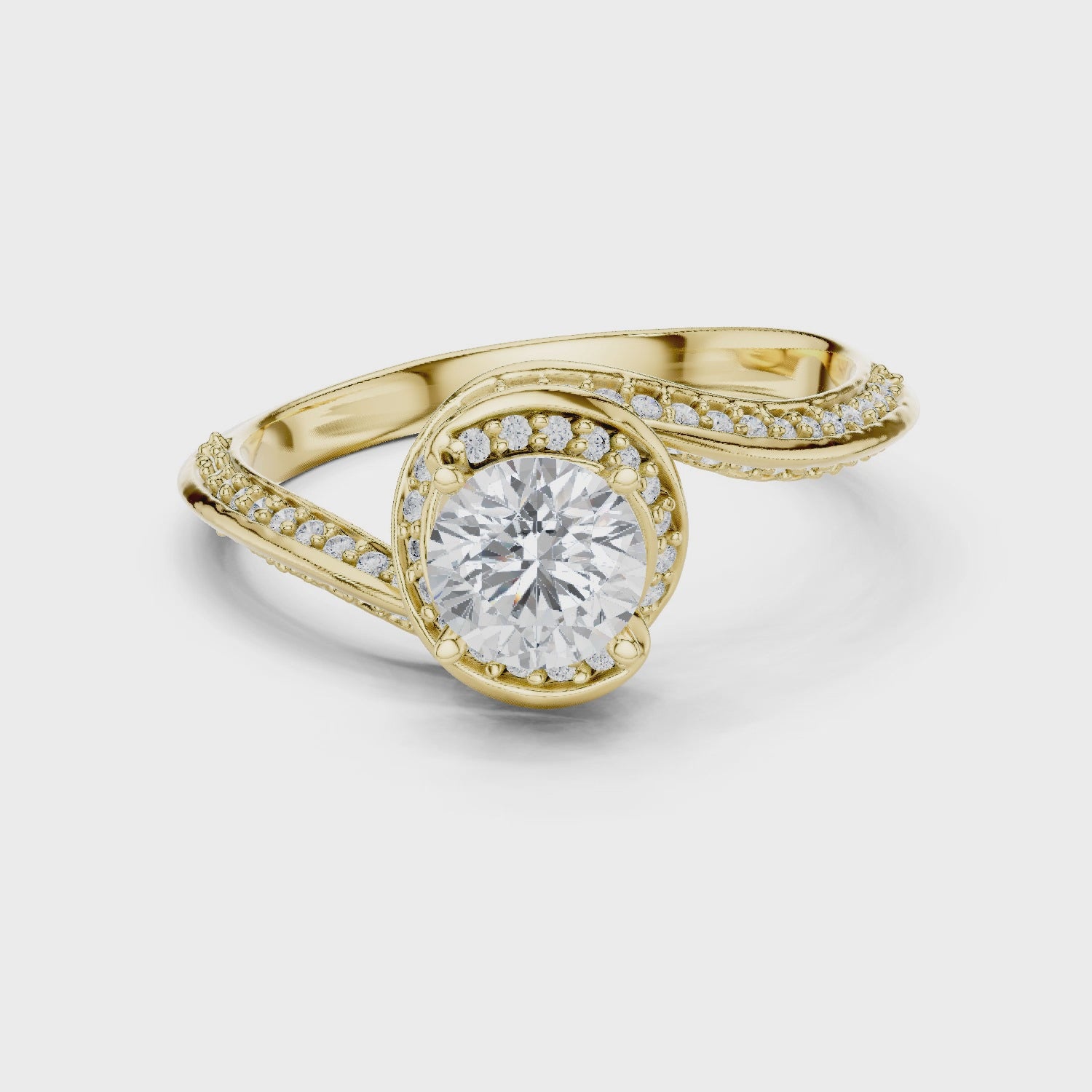 Twisted Pave Diamond Engagement Ring