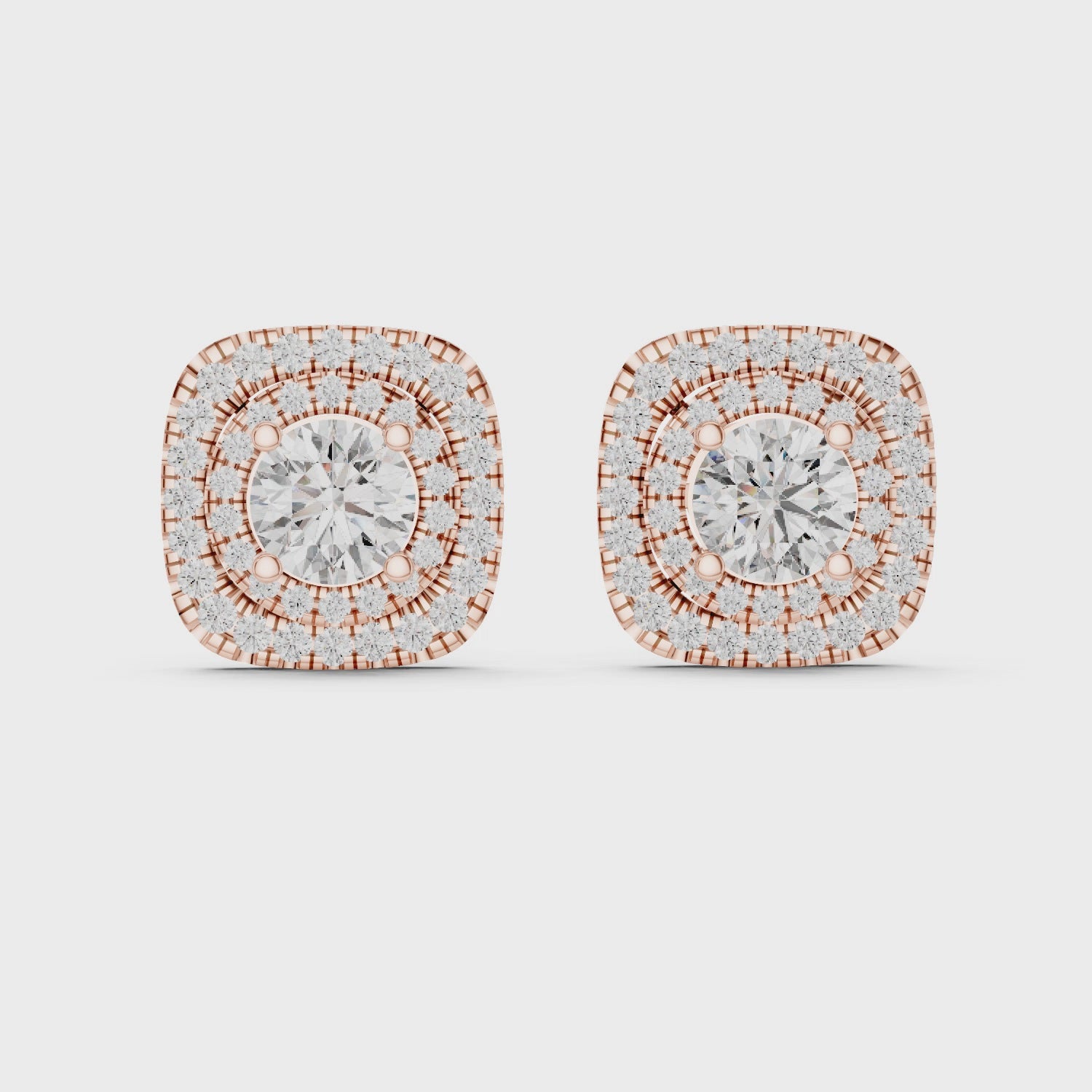 Cushion Halo Diamond Stud Earrings