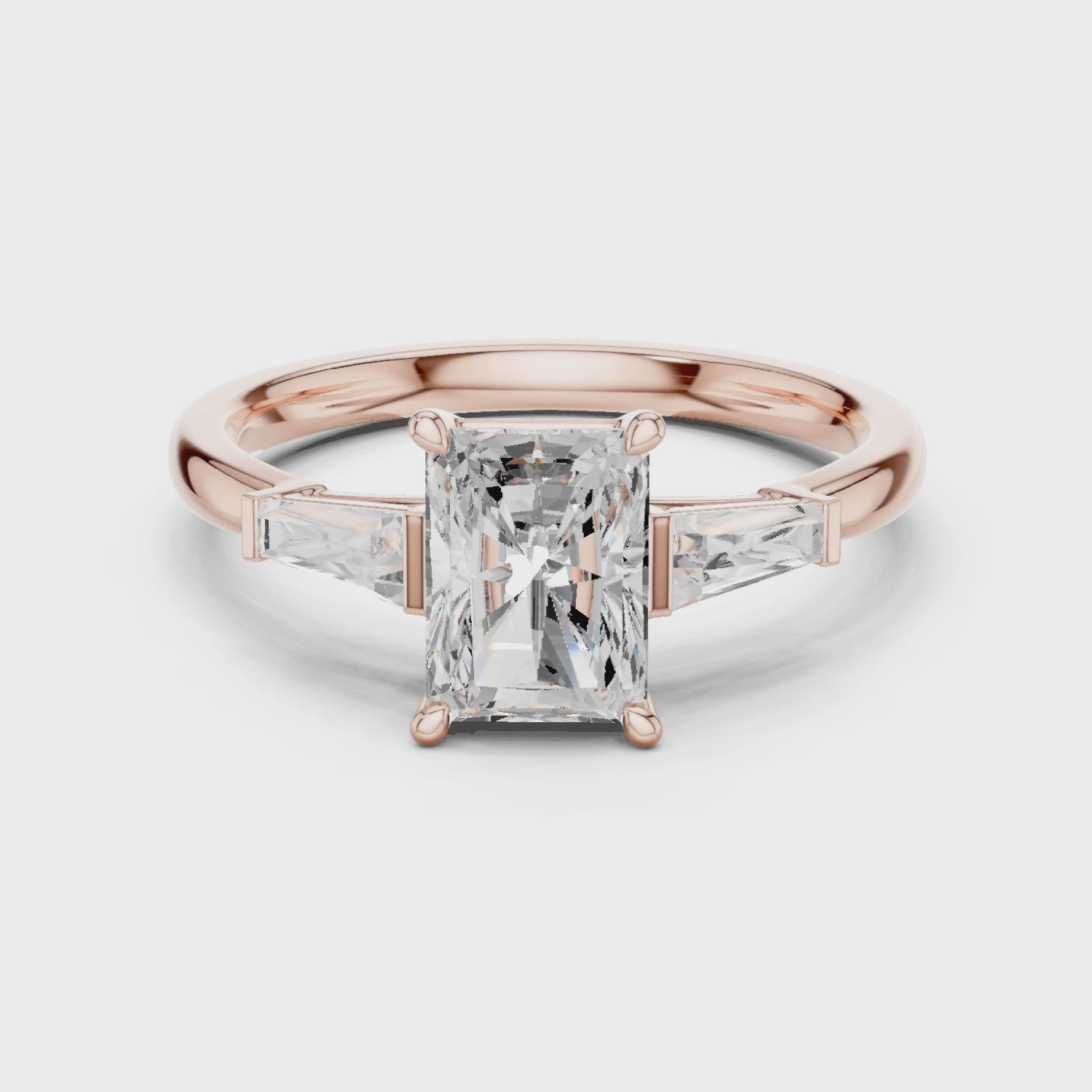 Radiant Three Stone Ring