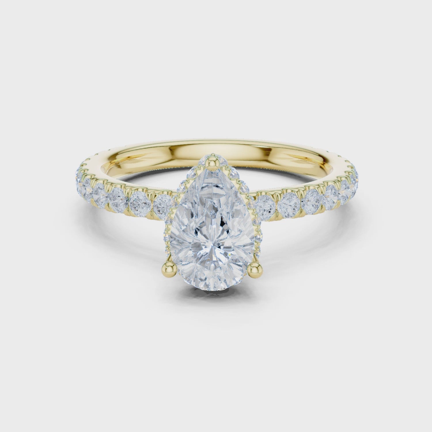 Fern Luxe Halo Pear Diamond Pavé Ring