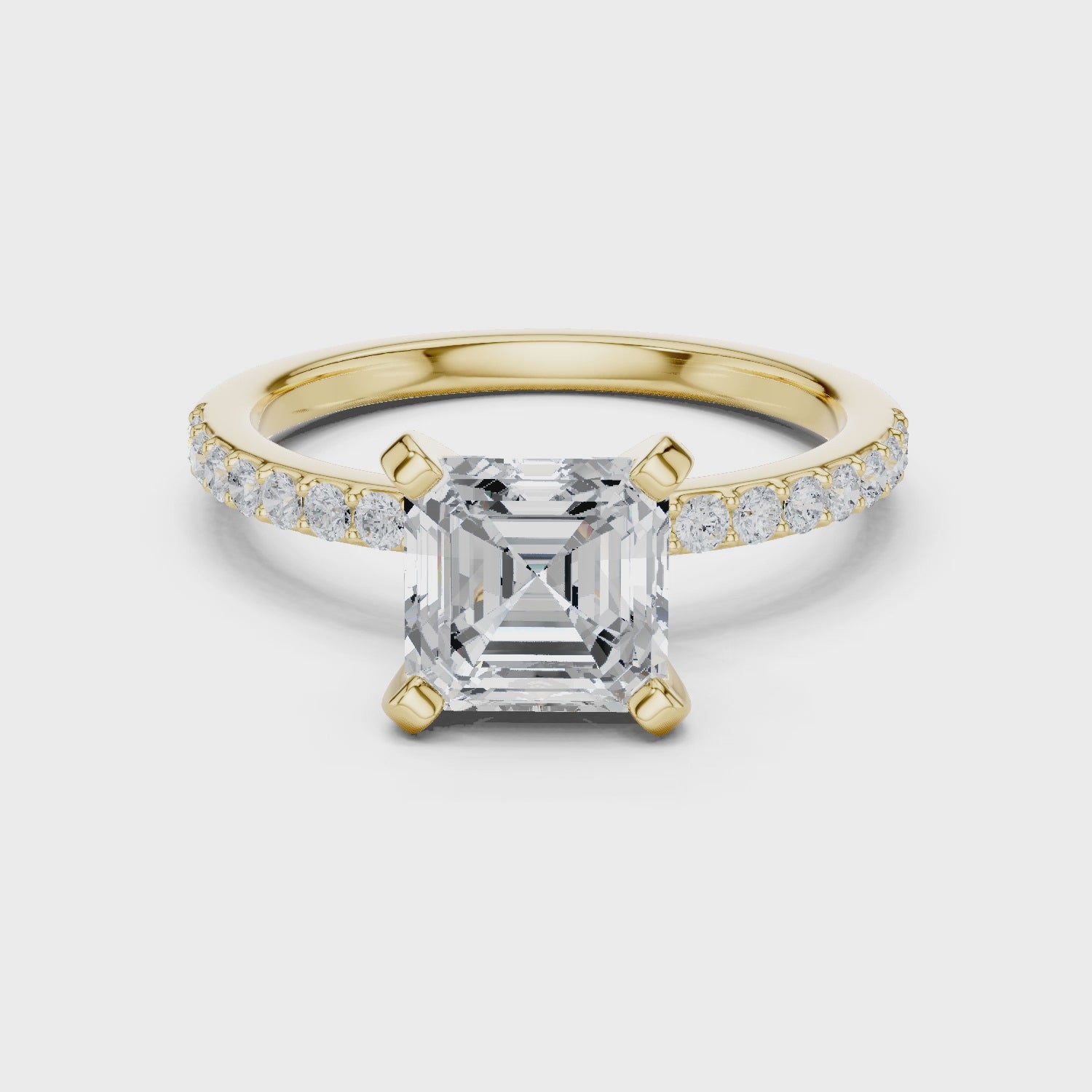 Bruny Elegant Asscher-Cut Pavé Diamond Ring