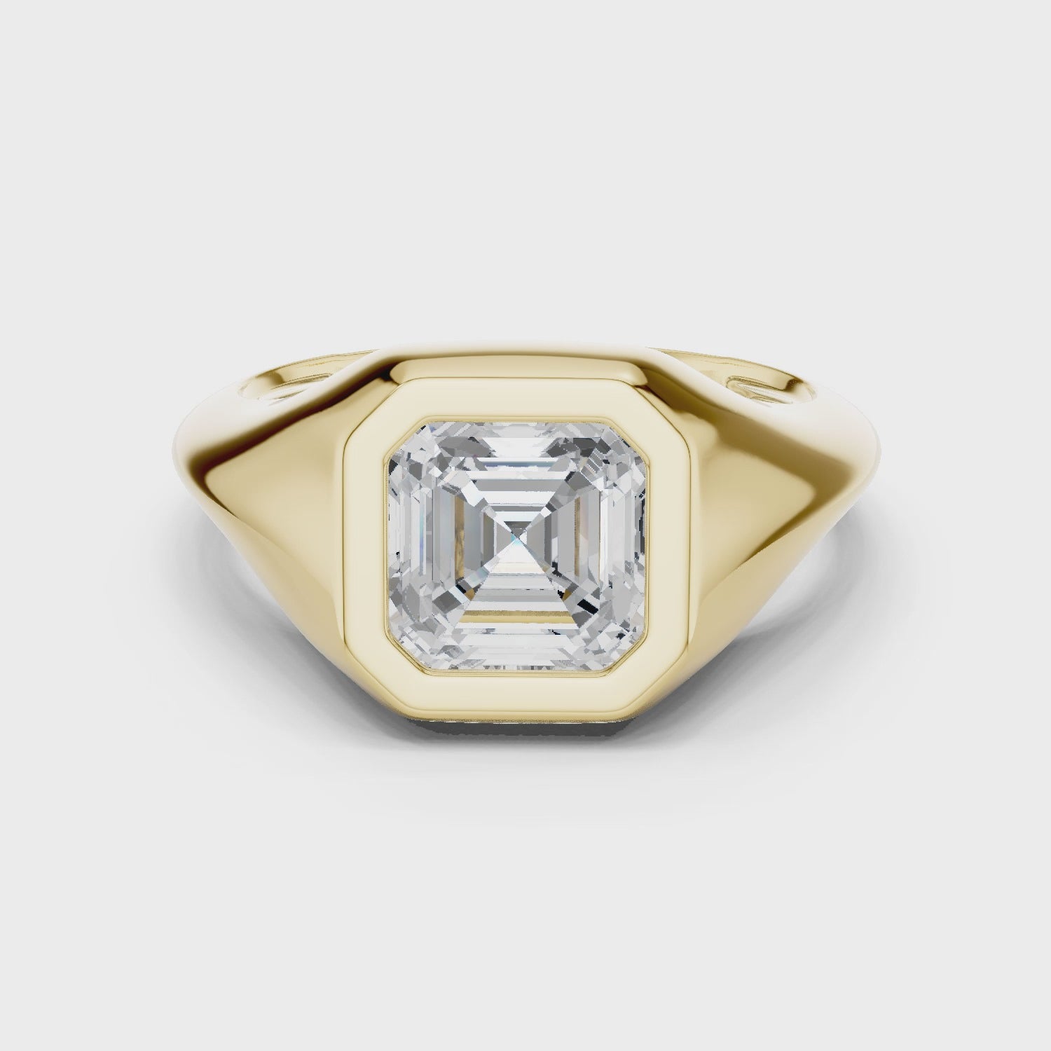 Axiom Bold Asscher Bezel Signet Diamond Ring