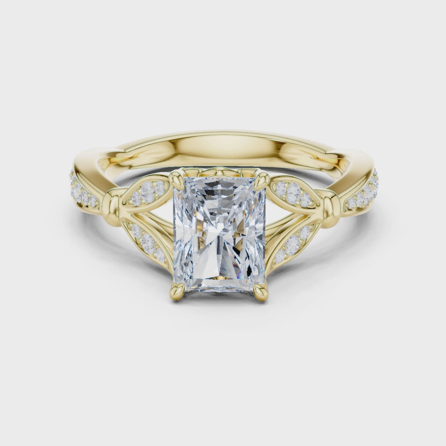 Violet Aurora Petal Radiant Diamond Ring