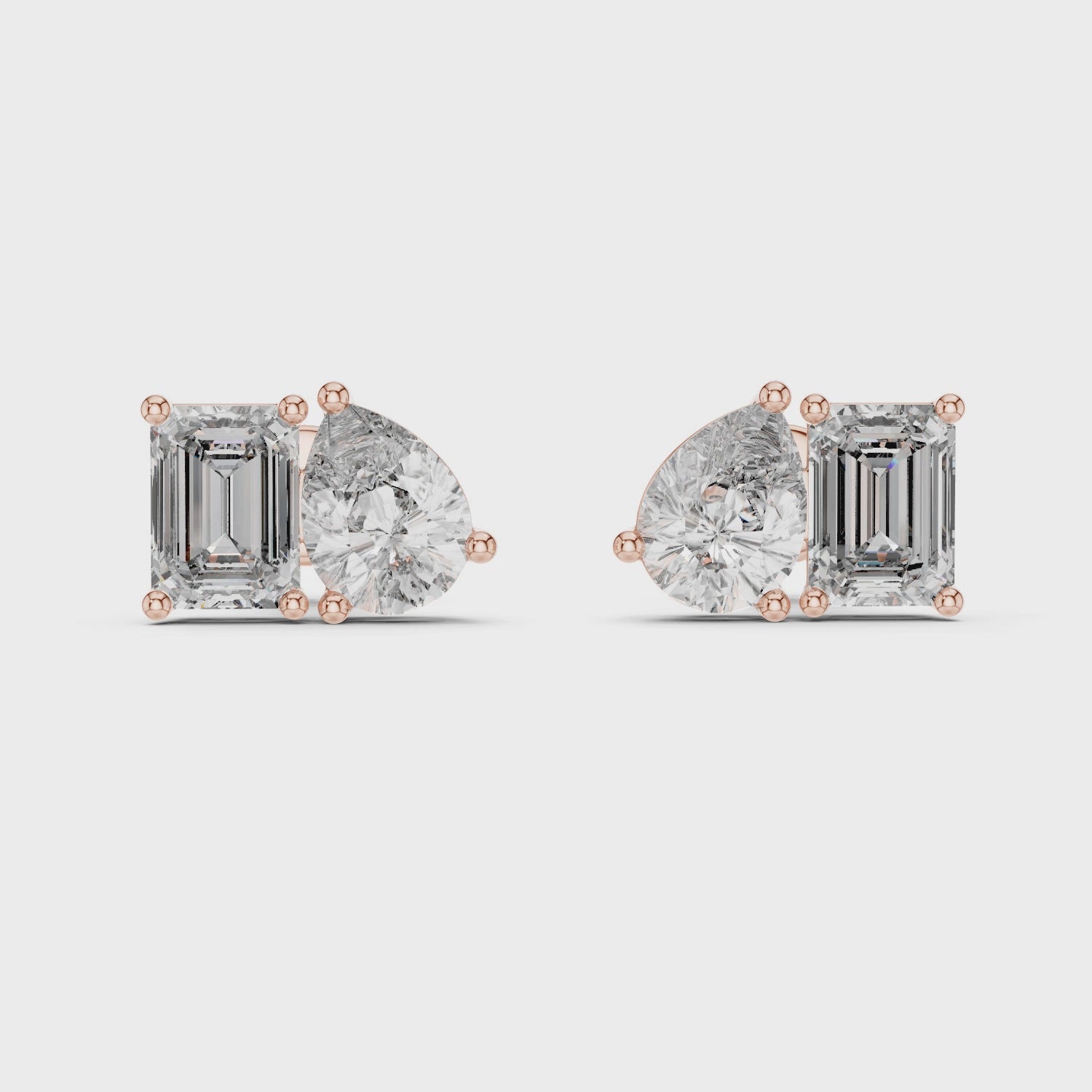 Dual Brilliance Emerald & Pear Lab-Grown Diamond Stud Earrings