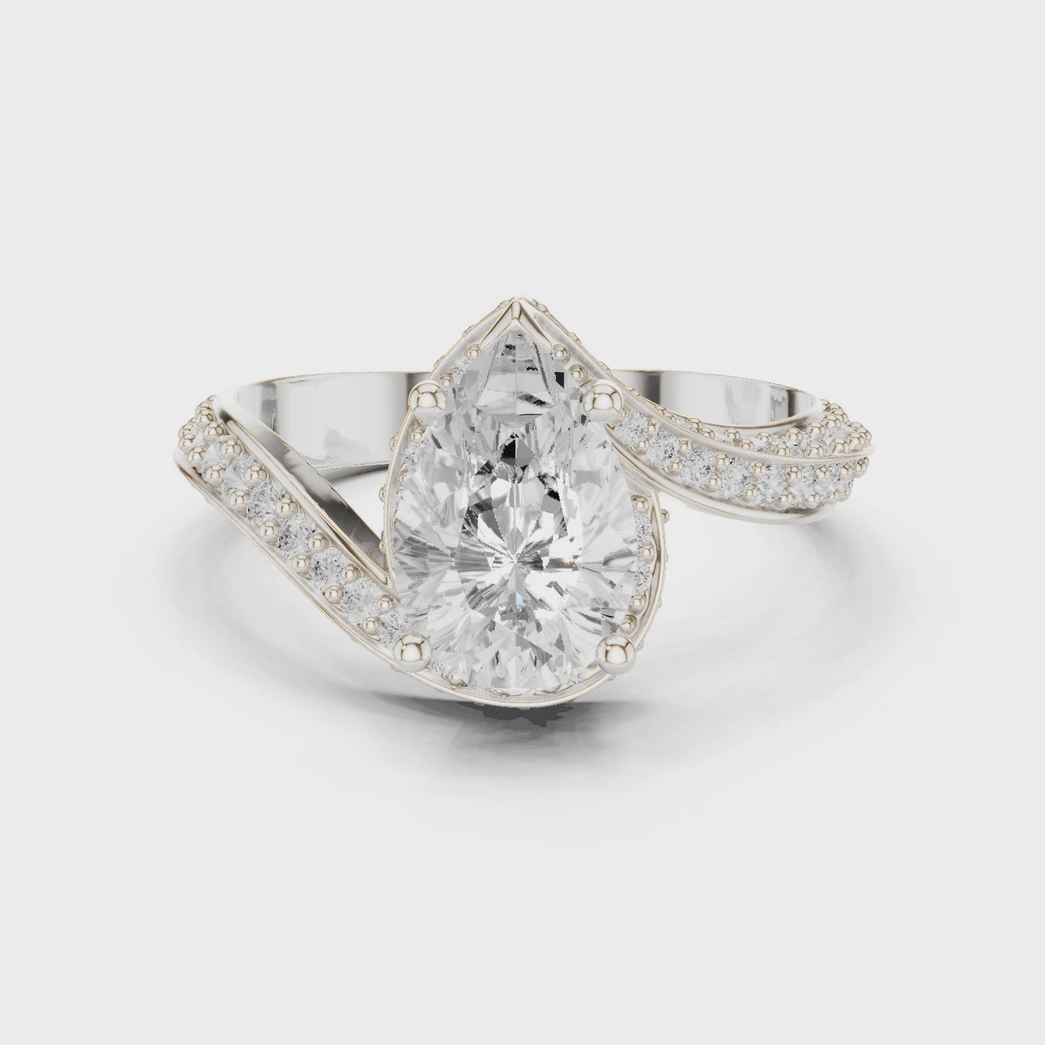 Twisted Pear Diamond Ring