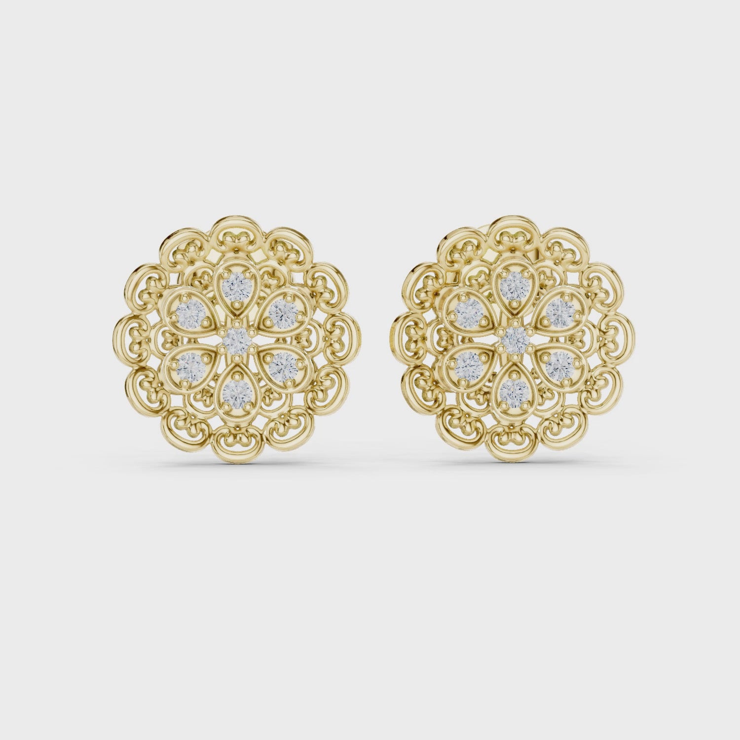 Floral Halo Lab-Grown Diamond Stud Earrings