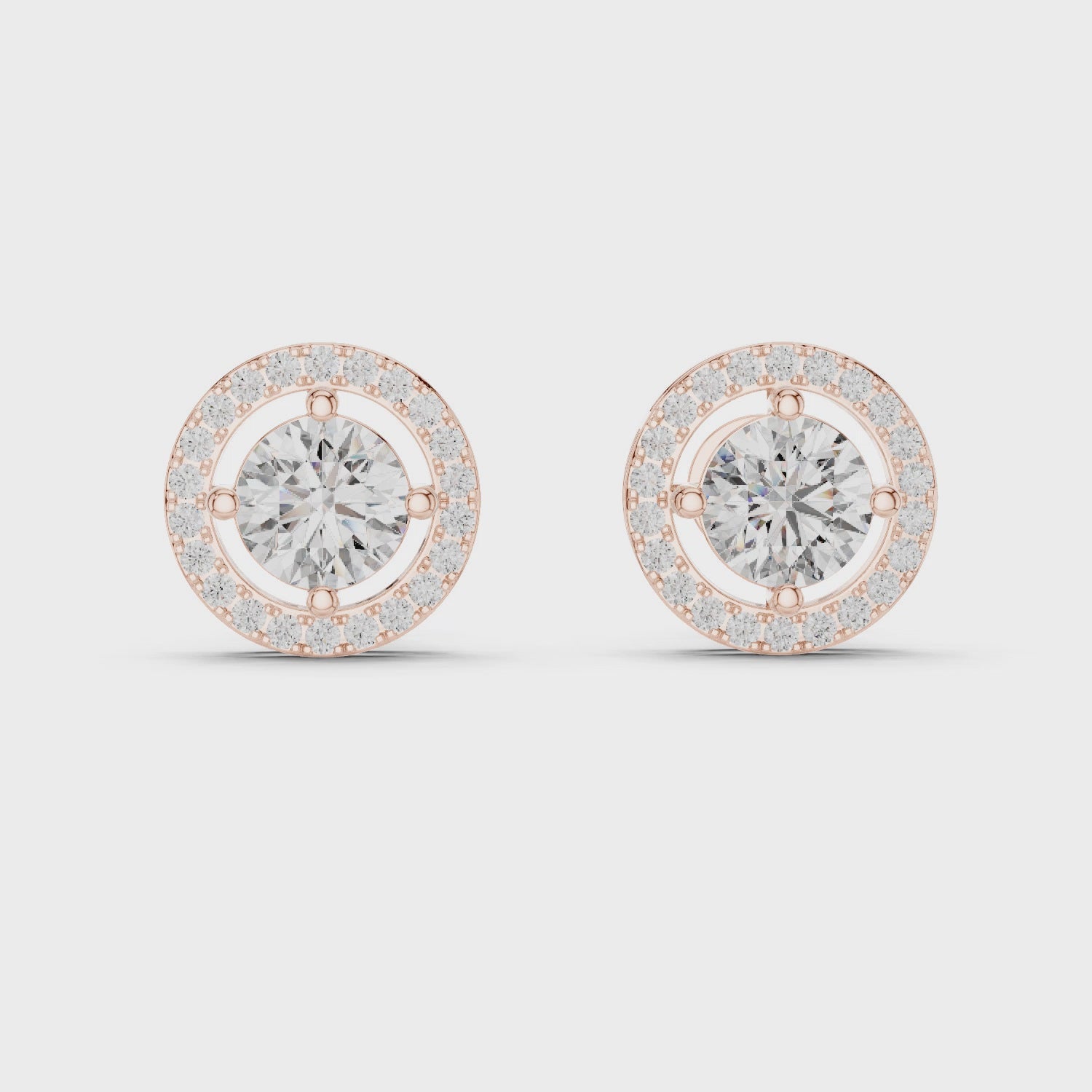 Round Halo Diamond Stud Earrings