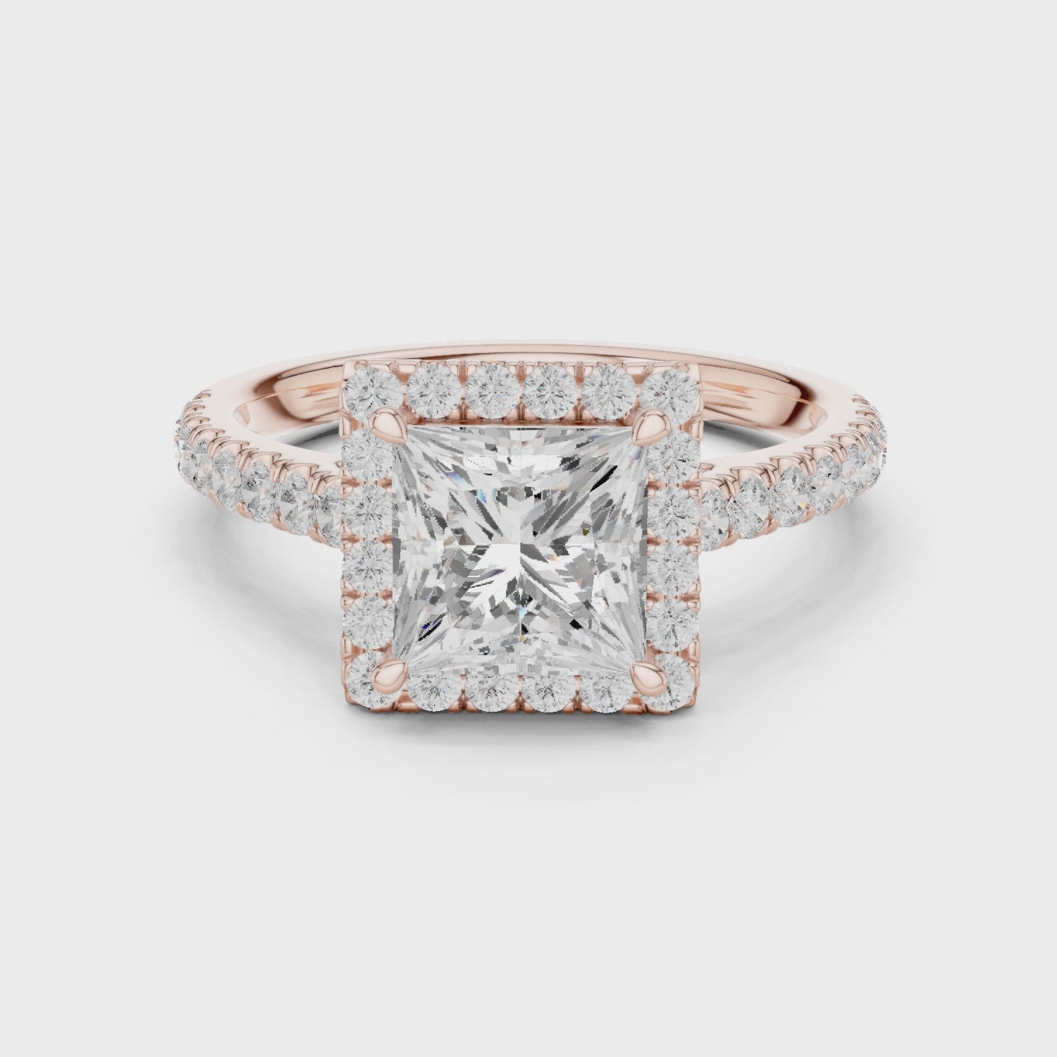 Nico Radiant Halo Princess Diamond Ring