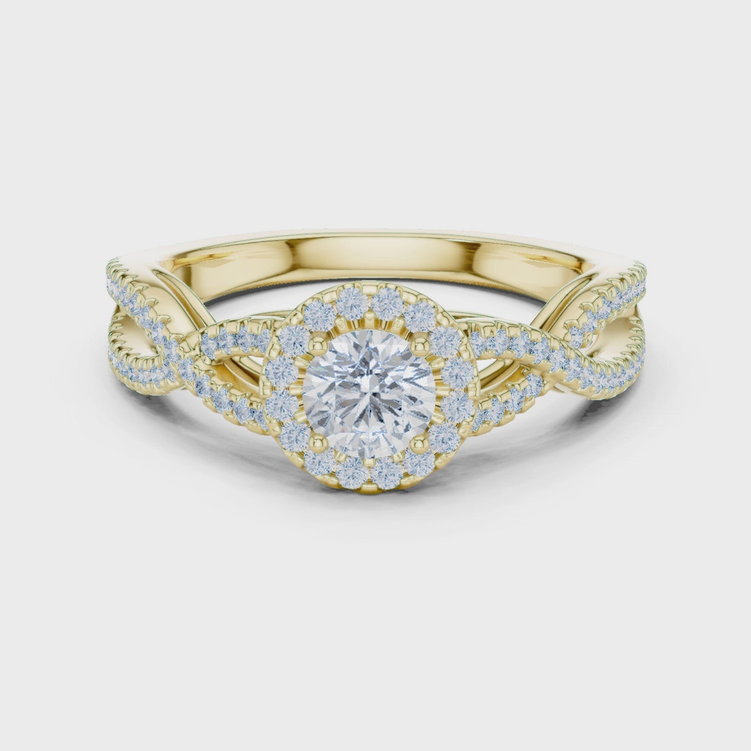 Twisted Split-Shank Halo Round Lab-Grown Diamond Ring