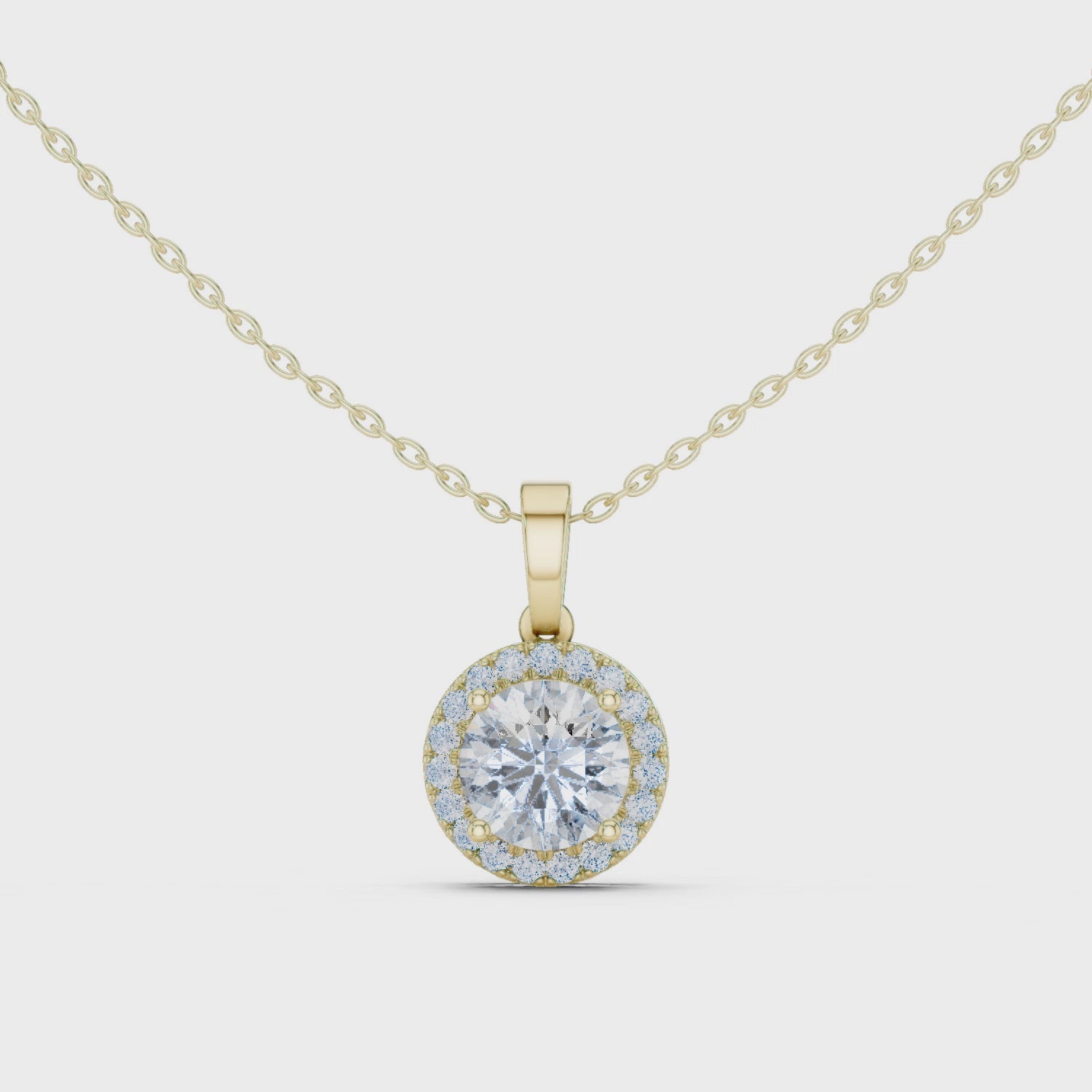 Classic Halo Diamond Pendant Necklace
