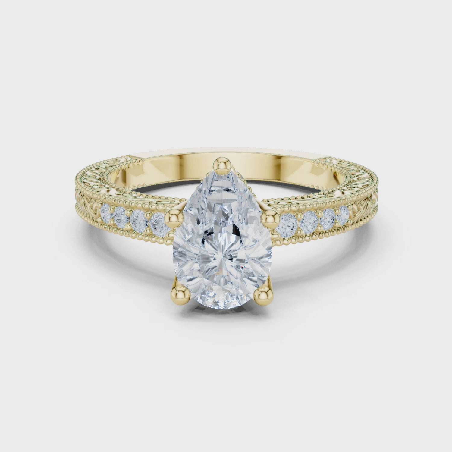 Wren Vintage Lace Pear Diamond Pavé Ring