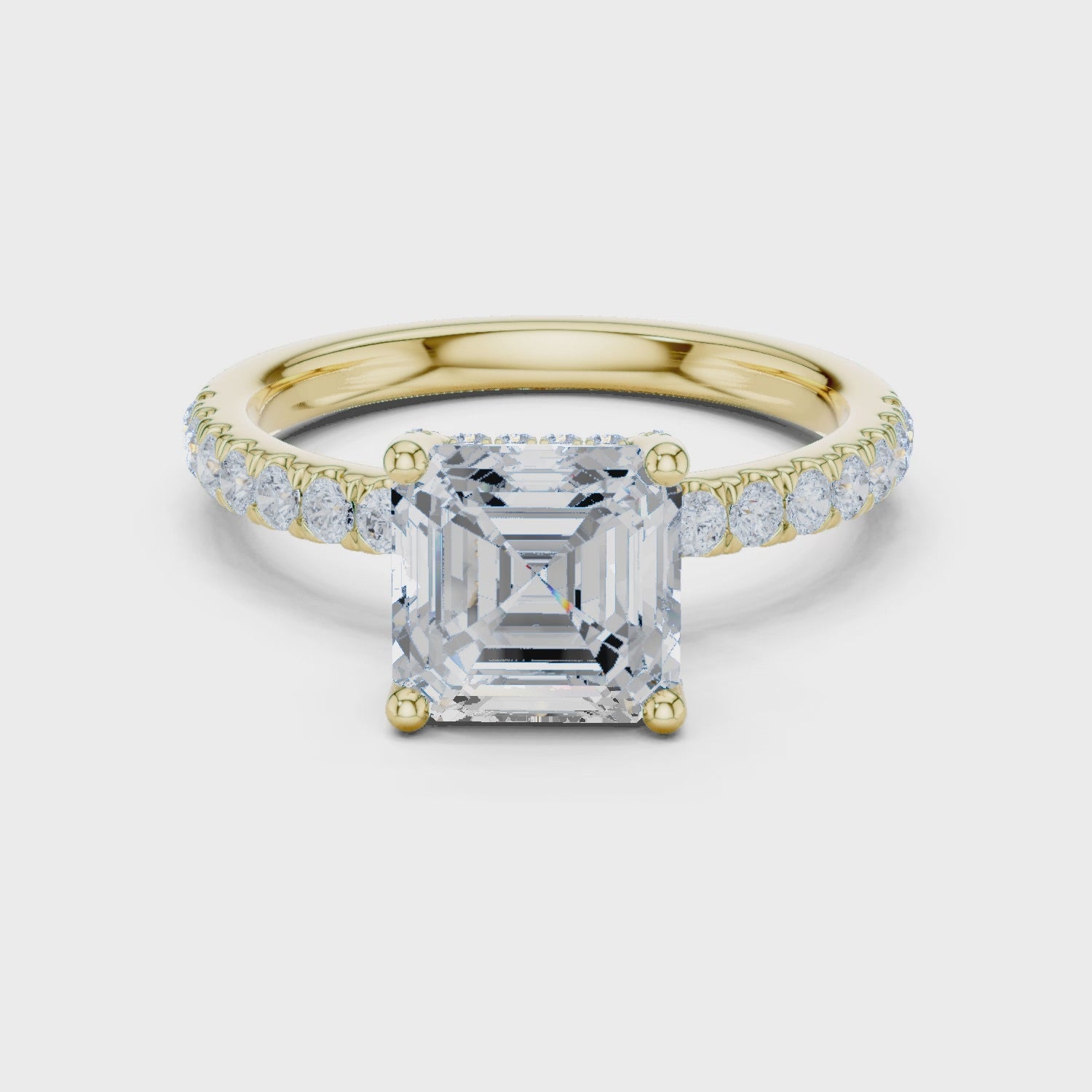 Anna Celeste Pavé Asscher Diamond Ring