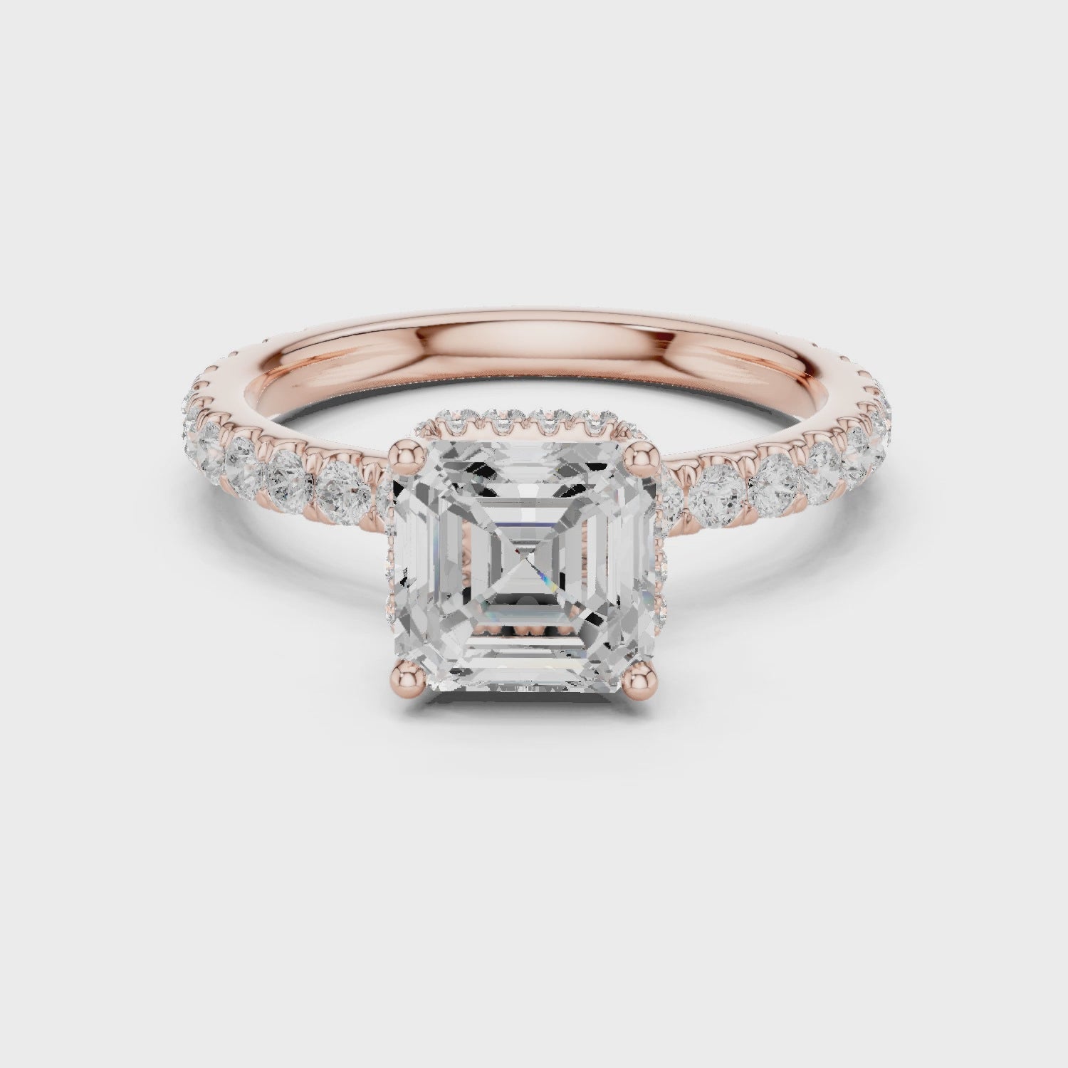 Alma Luxe Halo Asscher Diamond Pavé Ring