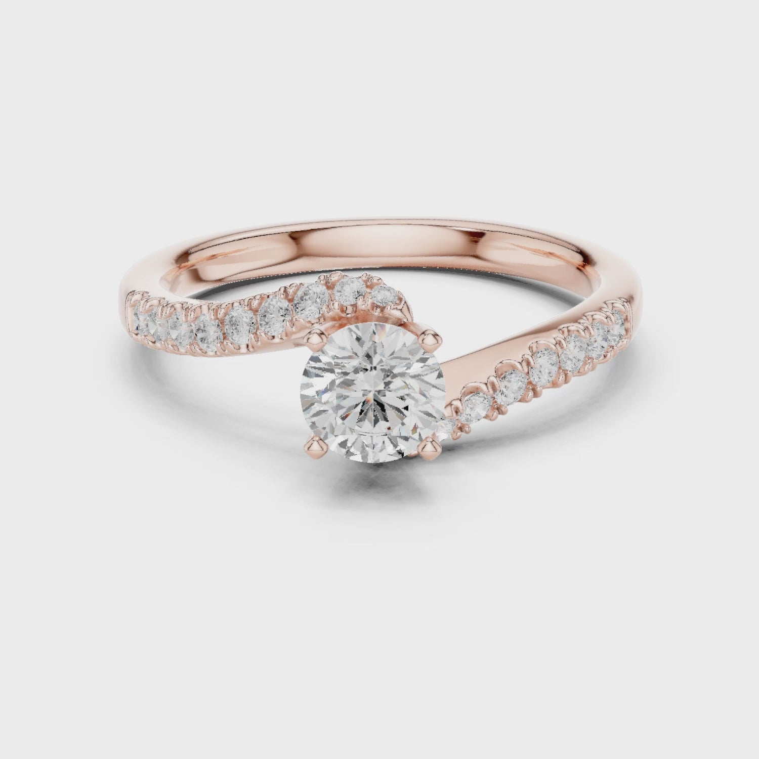 Pavé Diamond Solitaire Engagement Ring