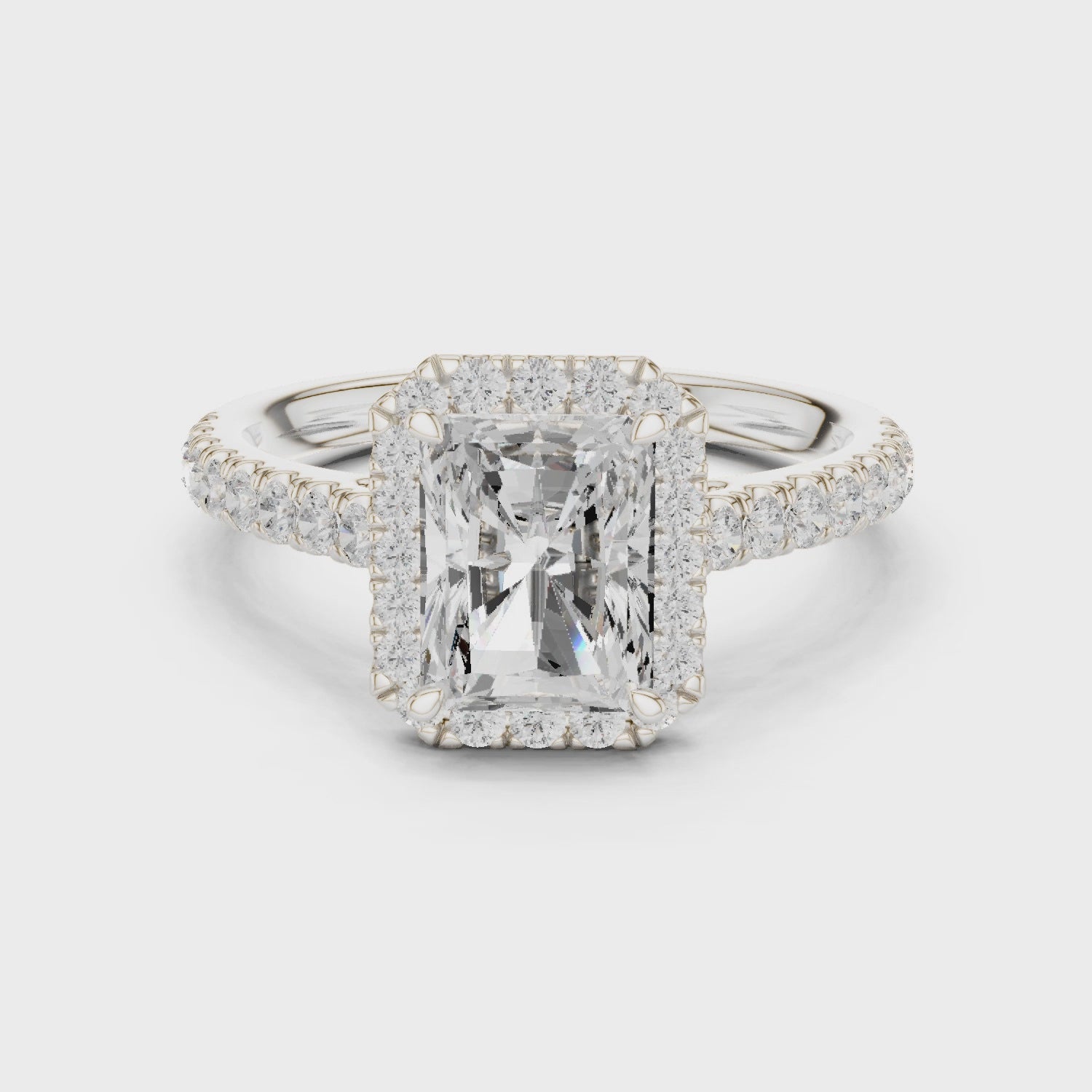 Otis Brilliant Halo Radiant Diamond Ring