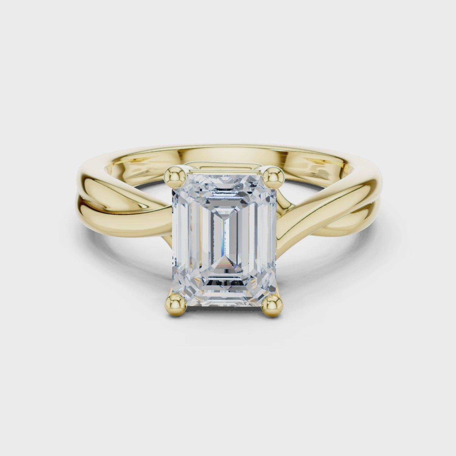 Daisy Rose Twist Emerald-Cut Diamond Ring