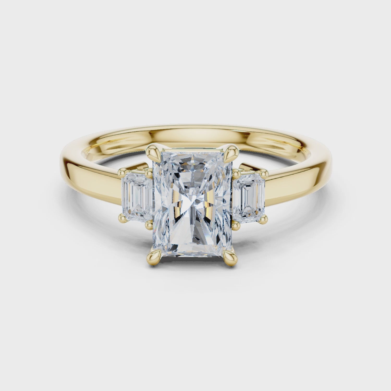 Radiant Three Stone Ring