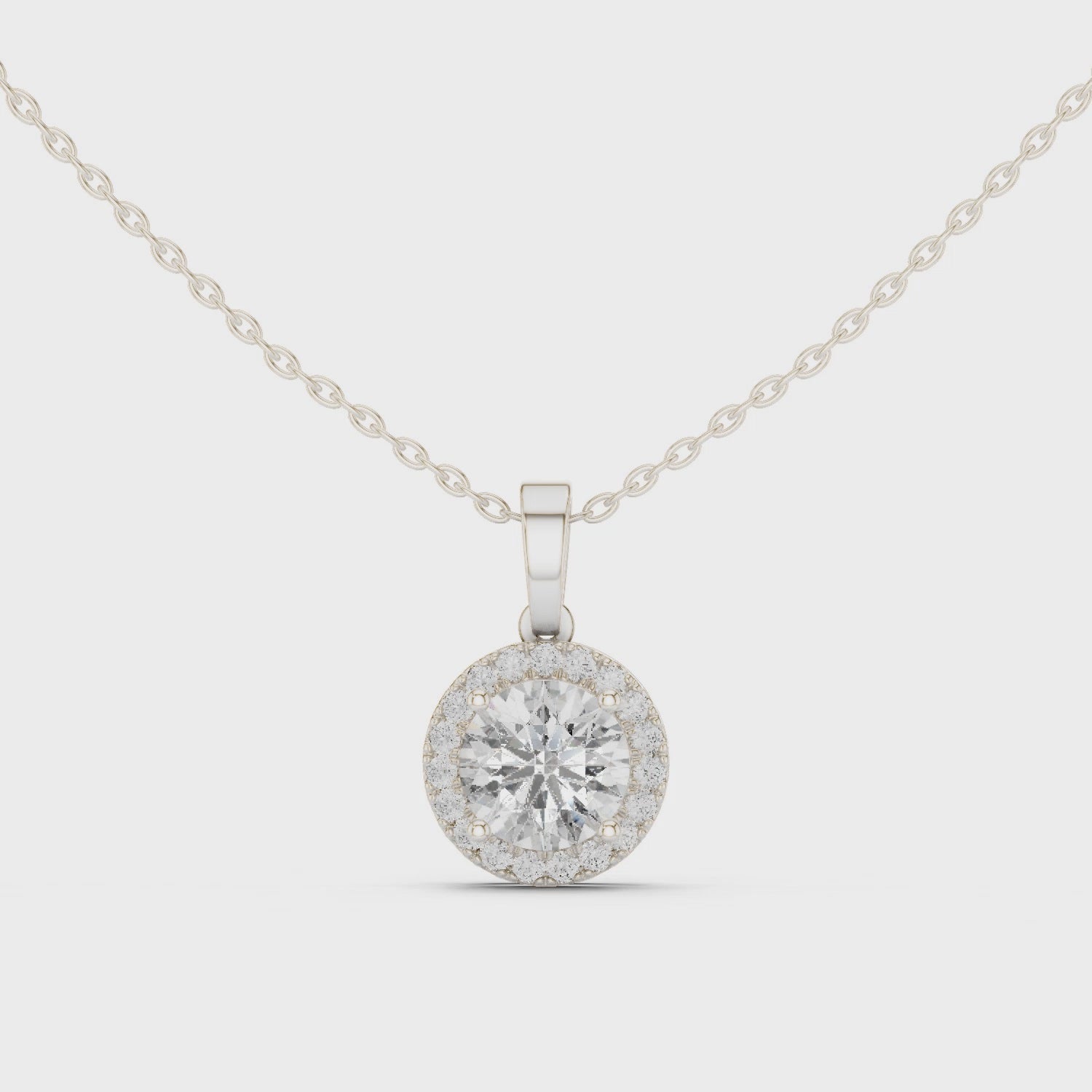 Classic Halo Diamond Pendant Necklace