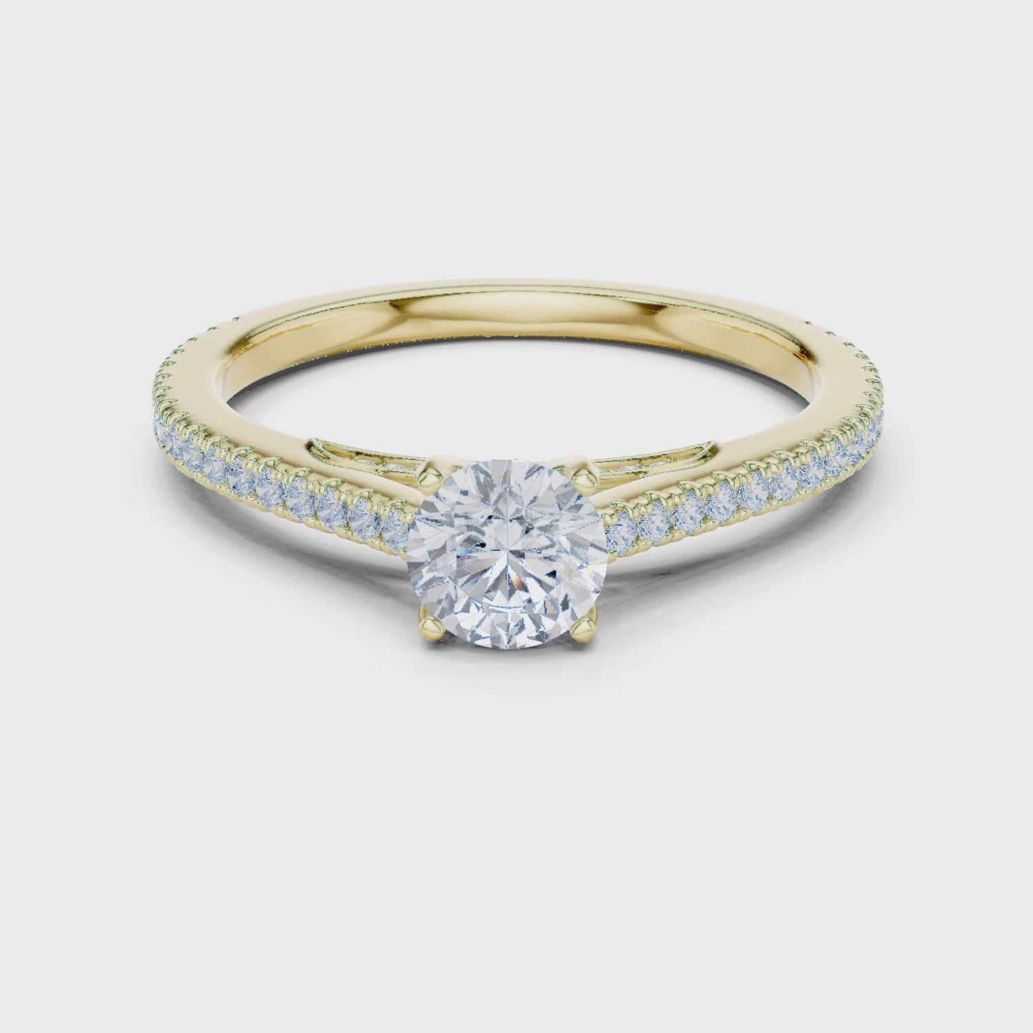 Diamond Solitaire Engagement Ring with Pavé Accents