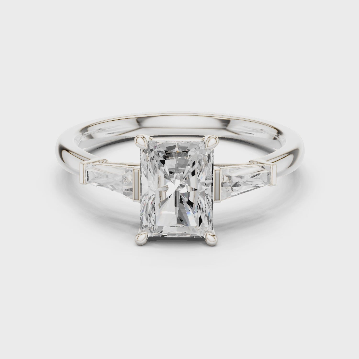 Radiant Three Stone Ring