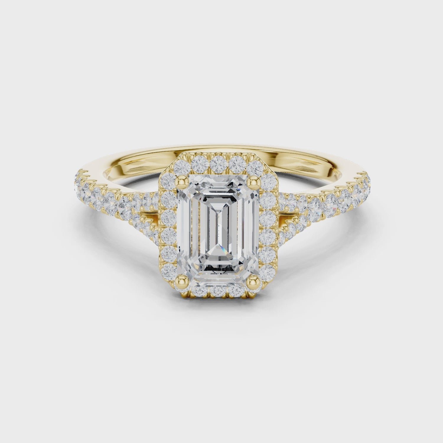 Elston Emerald Halo Pavé Diamond Ring