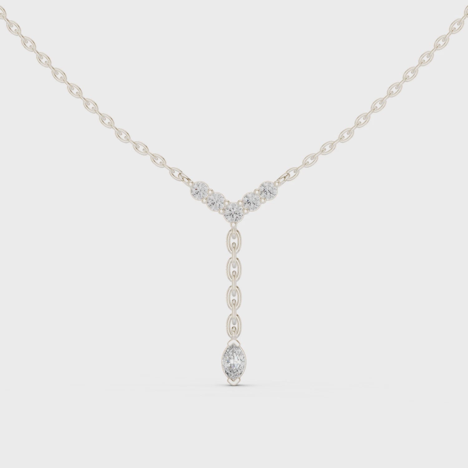 Diamond Drop Y-Necklace with Pear Accent