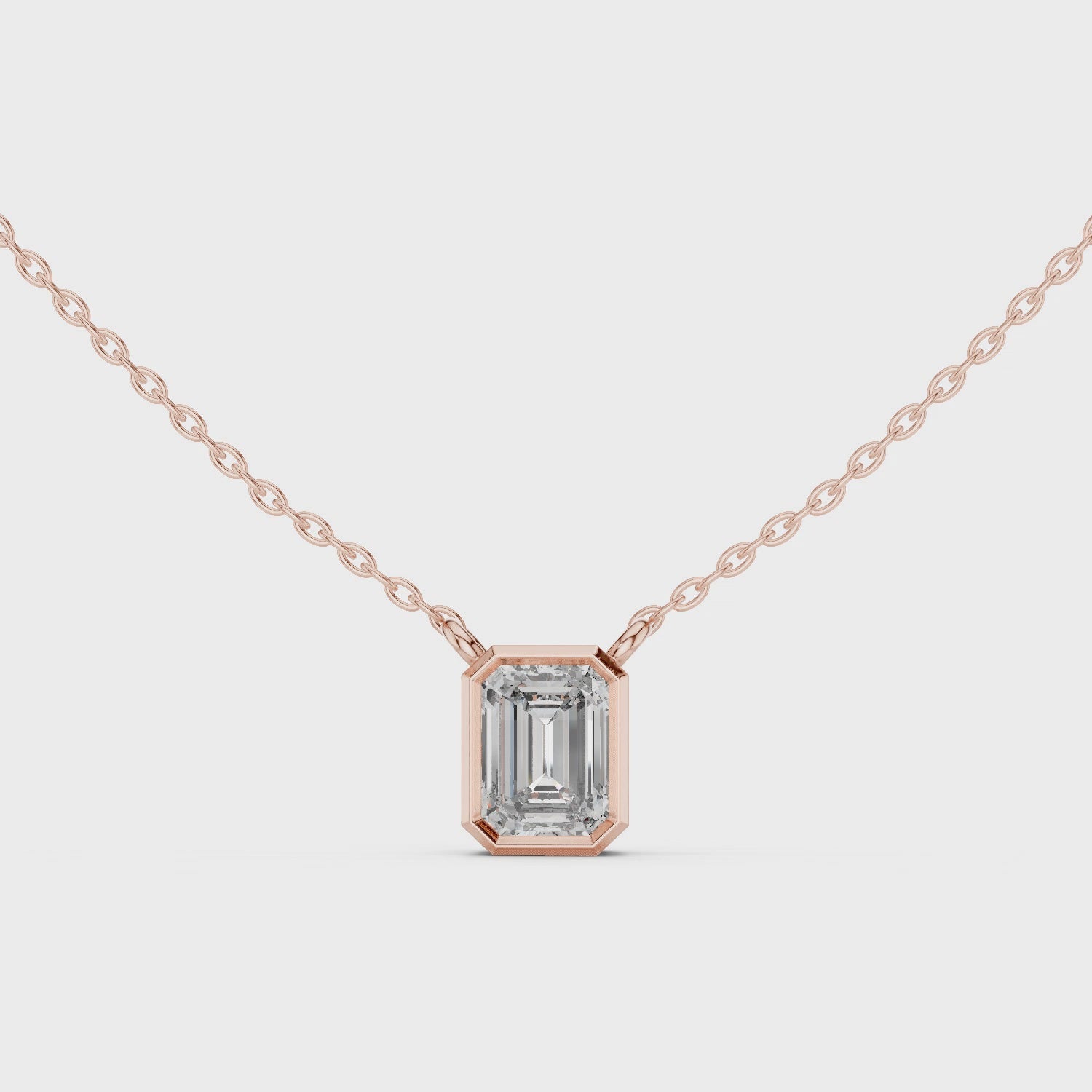 Emerald-Cut Solitaire Diamond Pendant