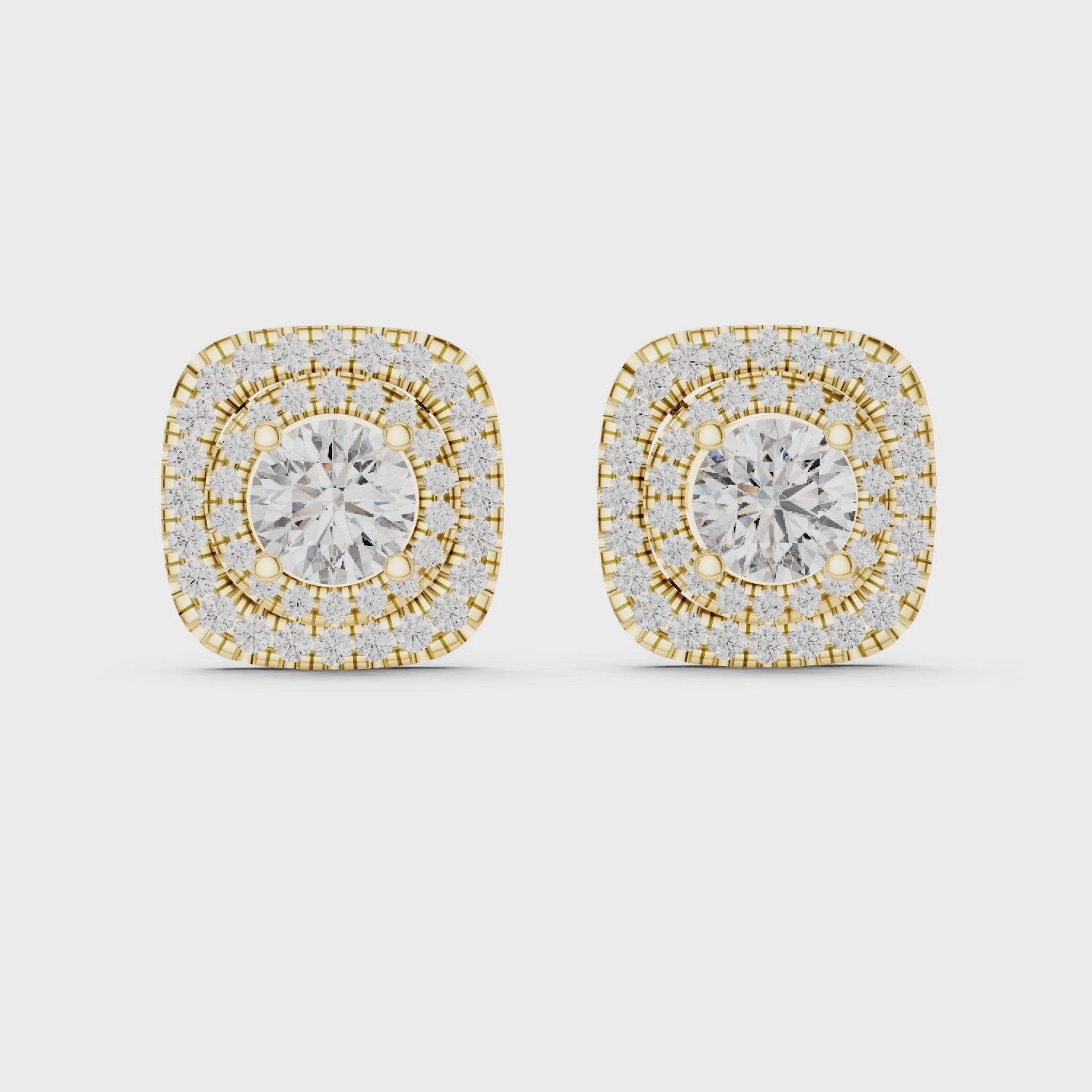 Cushion Halo Diamond Stud Earrings