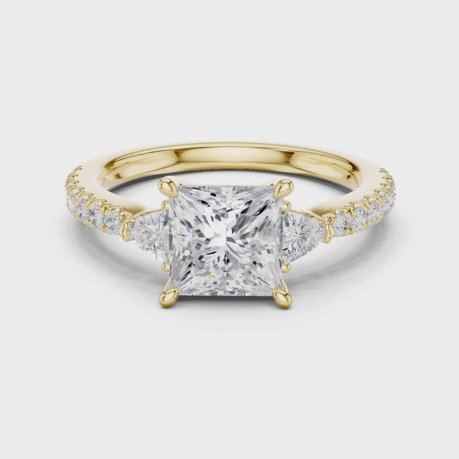 Jaxon Princess-Cut Three-Stone Pavé Diamond Ring