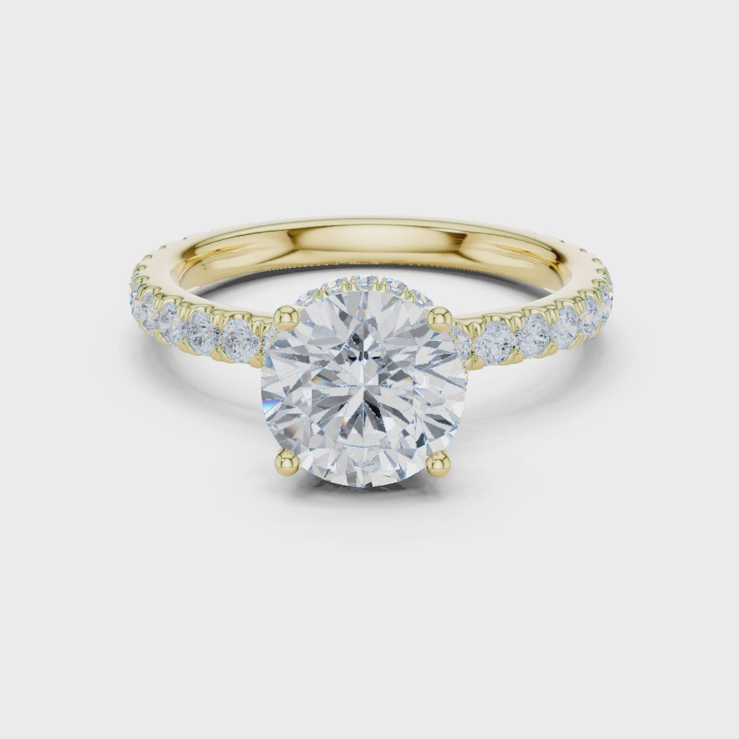 Ines Luxe Halo Round Diamond Pavé Ring