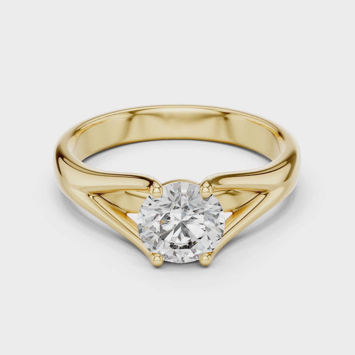 Modern Split-Shoulder Solitaire Diamond Ring