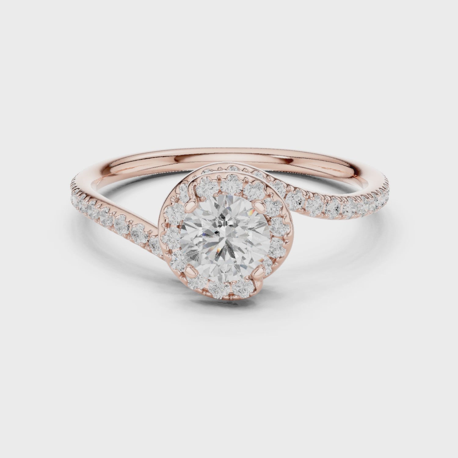 Twisted Pavé Diamond Solitaire Ring