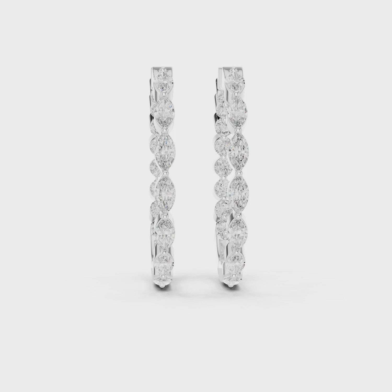 Radiant Marquis Diamond Hoop Earrings